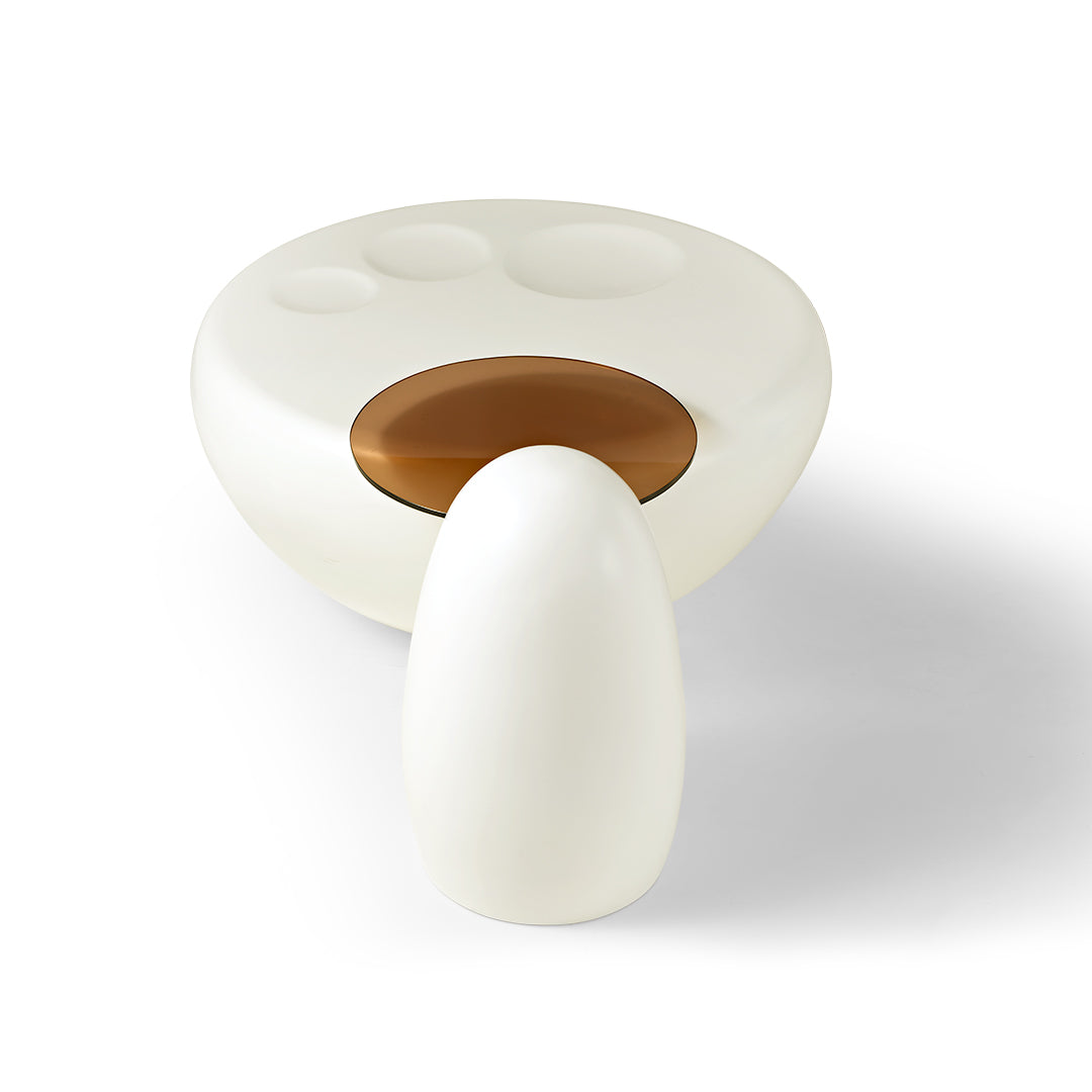 33" White Cat Claw Round Coffee Table With Penguin Side Table Set