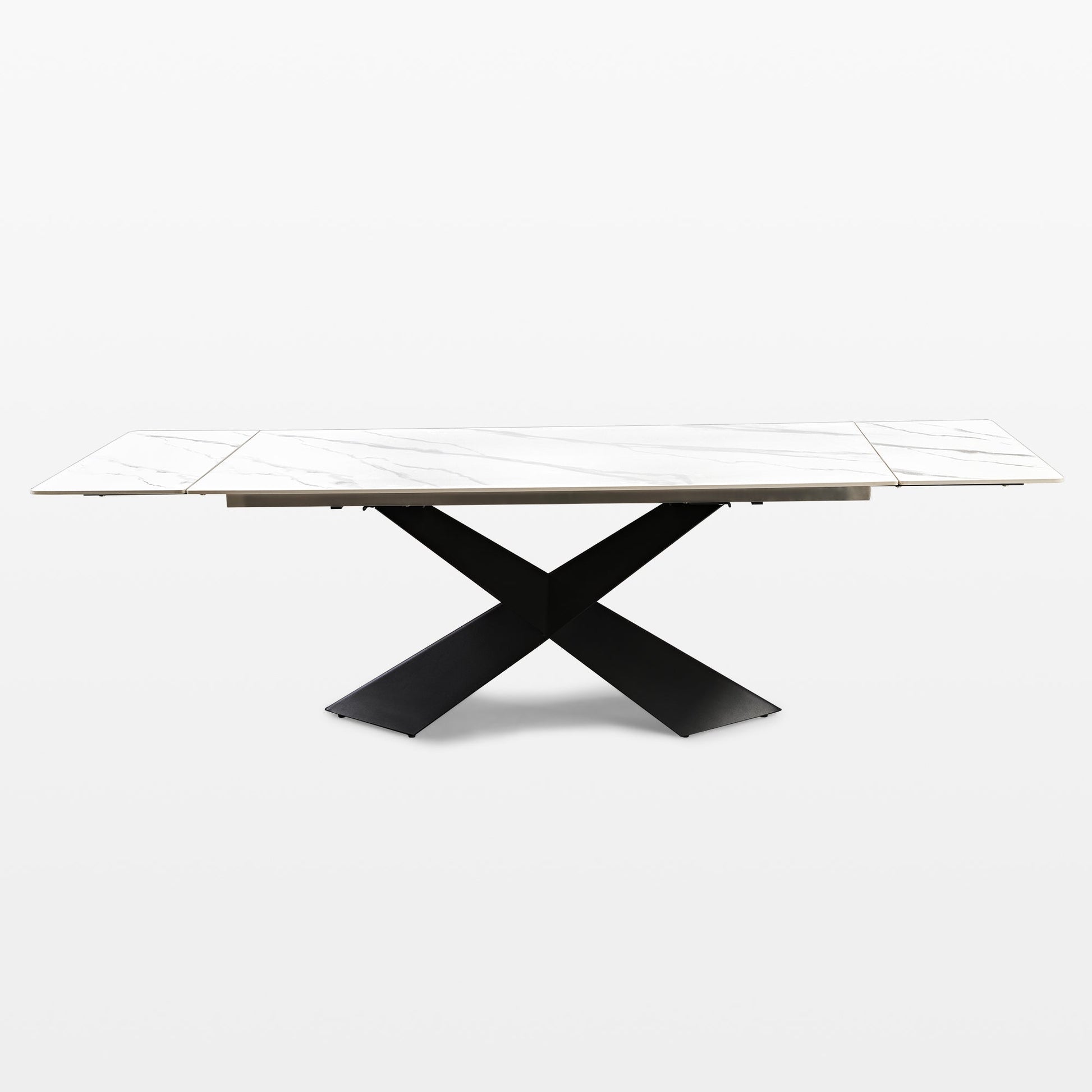 102" Extendable Dining Table with Slate Tabletop, White