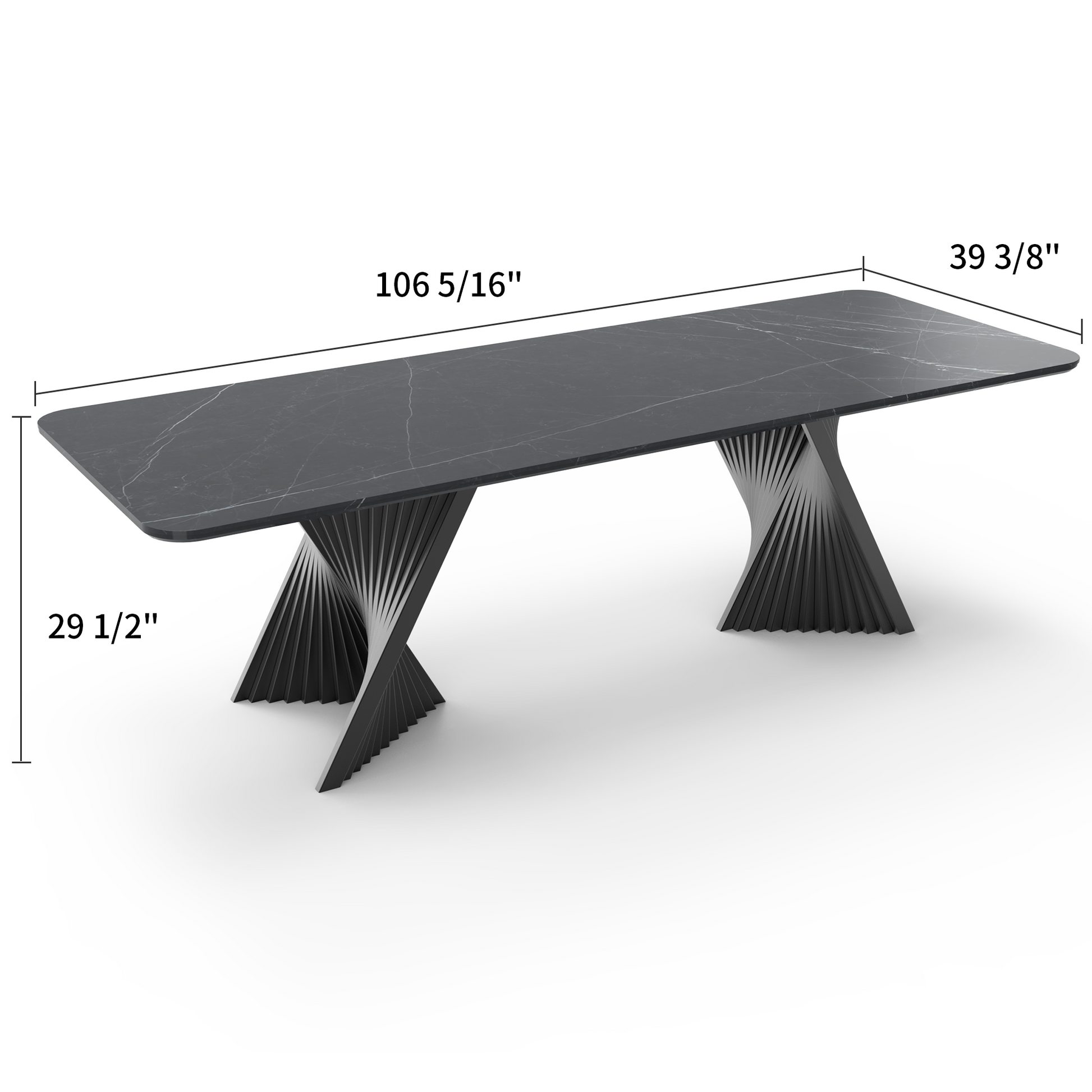 106'' Modern Dining Table with Sintered Stone, Black