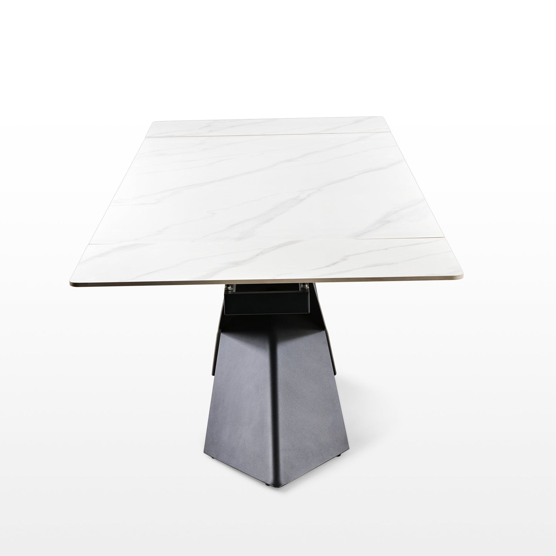 102" Extendable Dining Table with Slate Tabletop, White