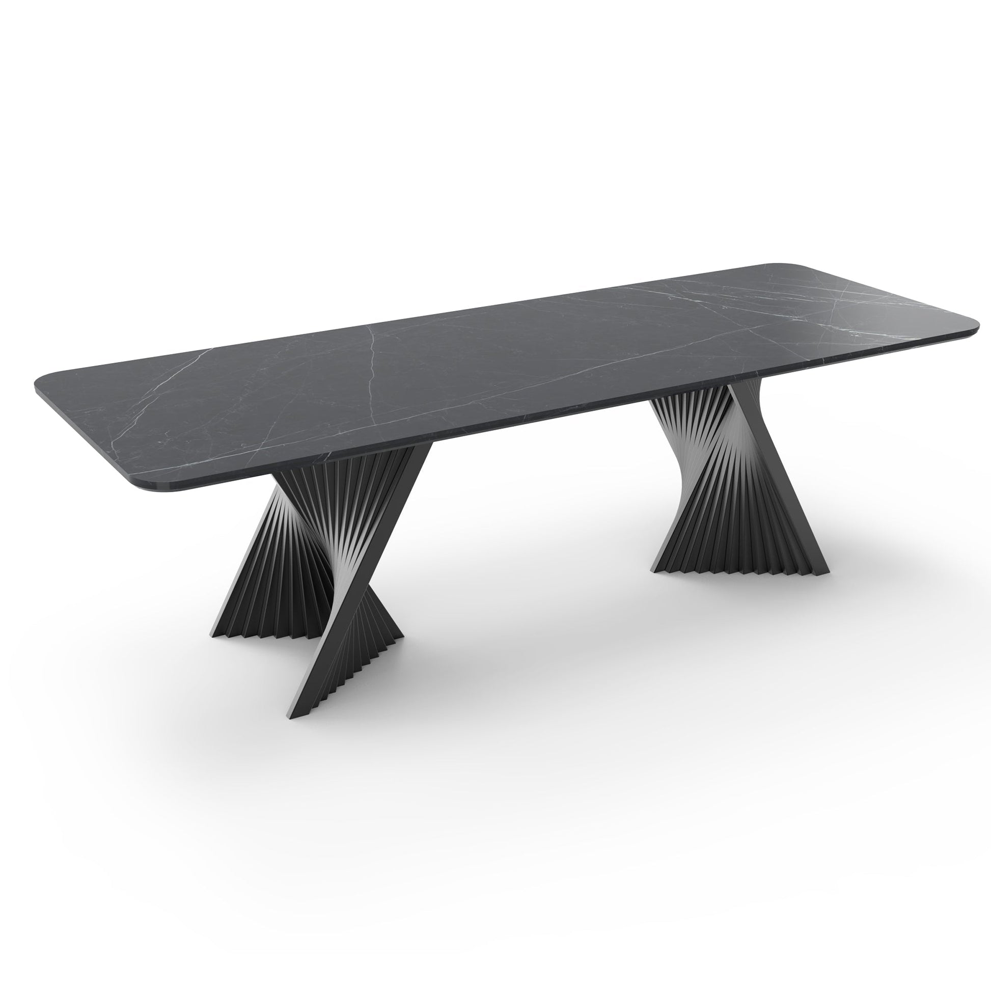 106'' Modern Dining Table with Sintered Stone, Black