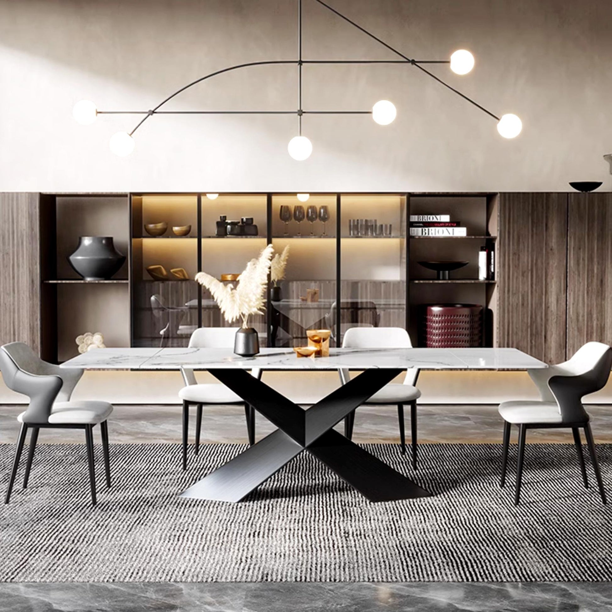 102" Extendable Dining Table with Slate Tabletop, White