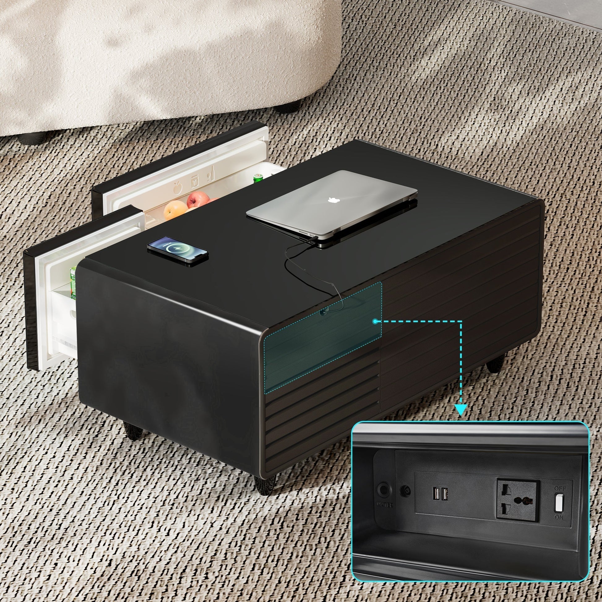 41" Smart Coffee Table with Fridge