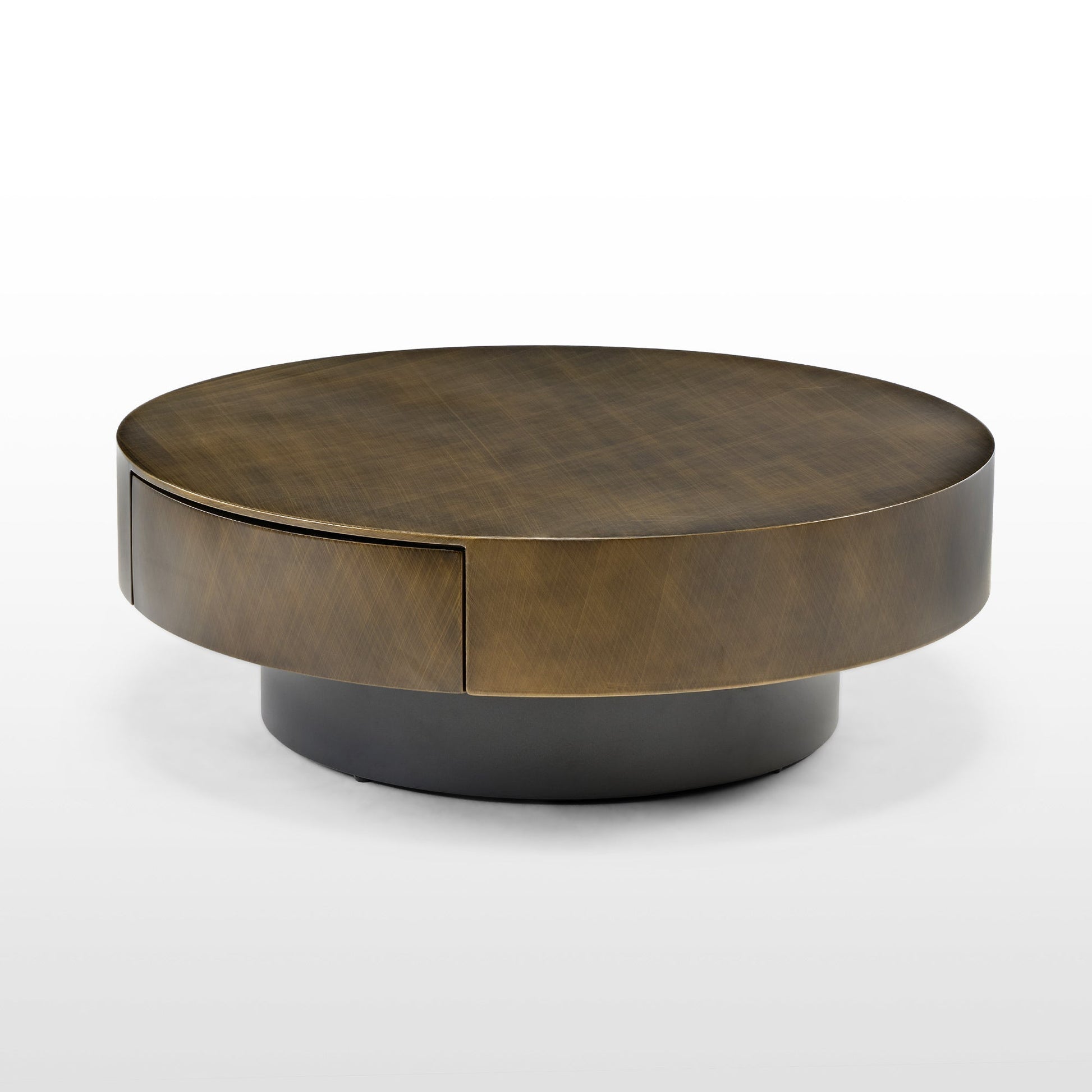 35" Brown Coffee Table with Glass Side Table