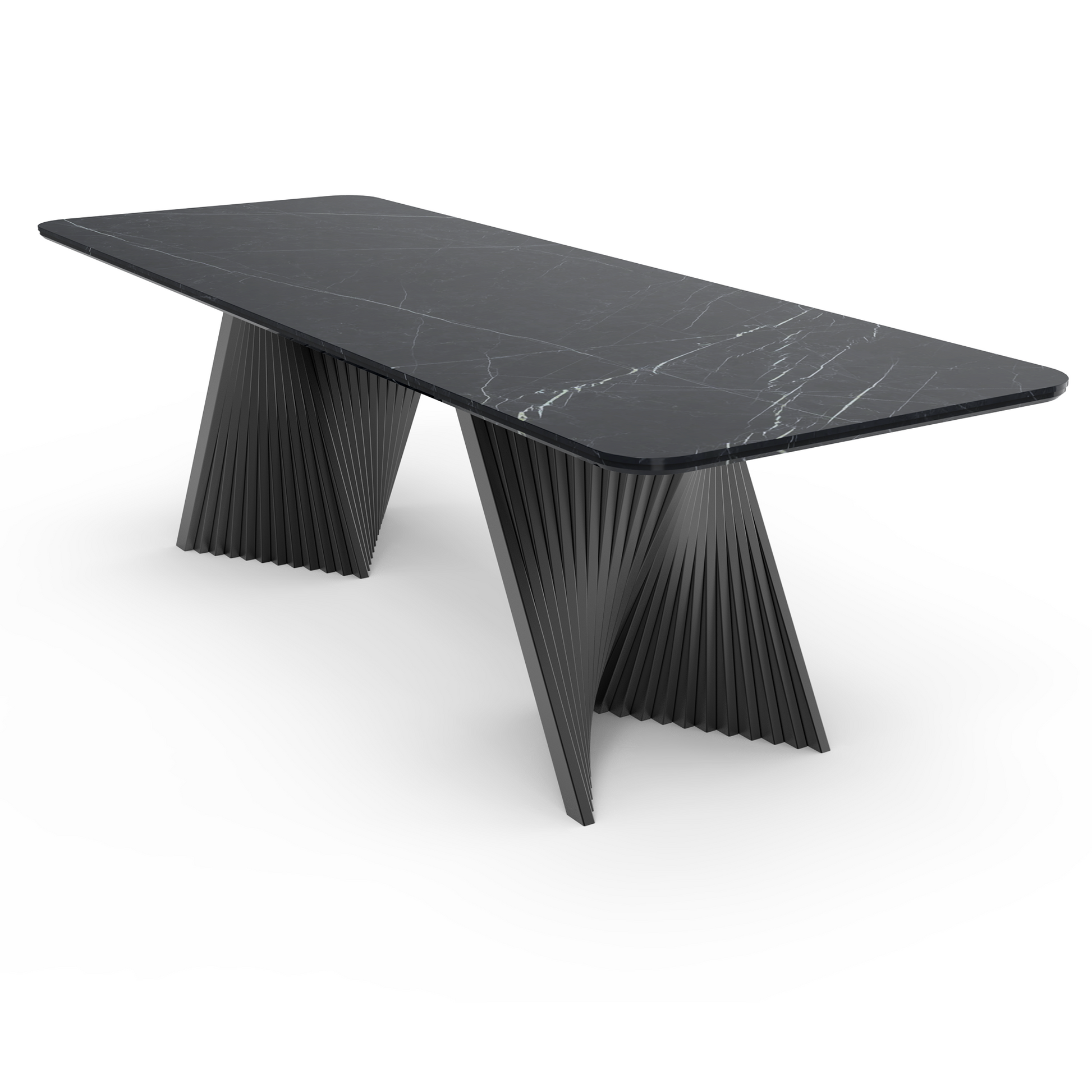 106'' Modern Dining Table with Sintered Stone, Black