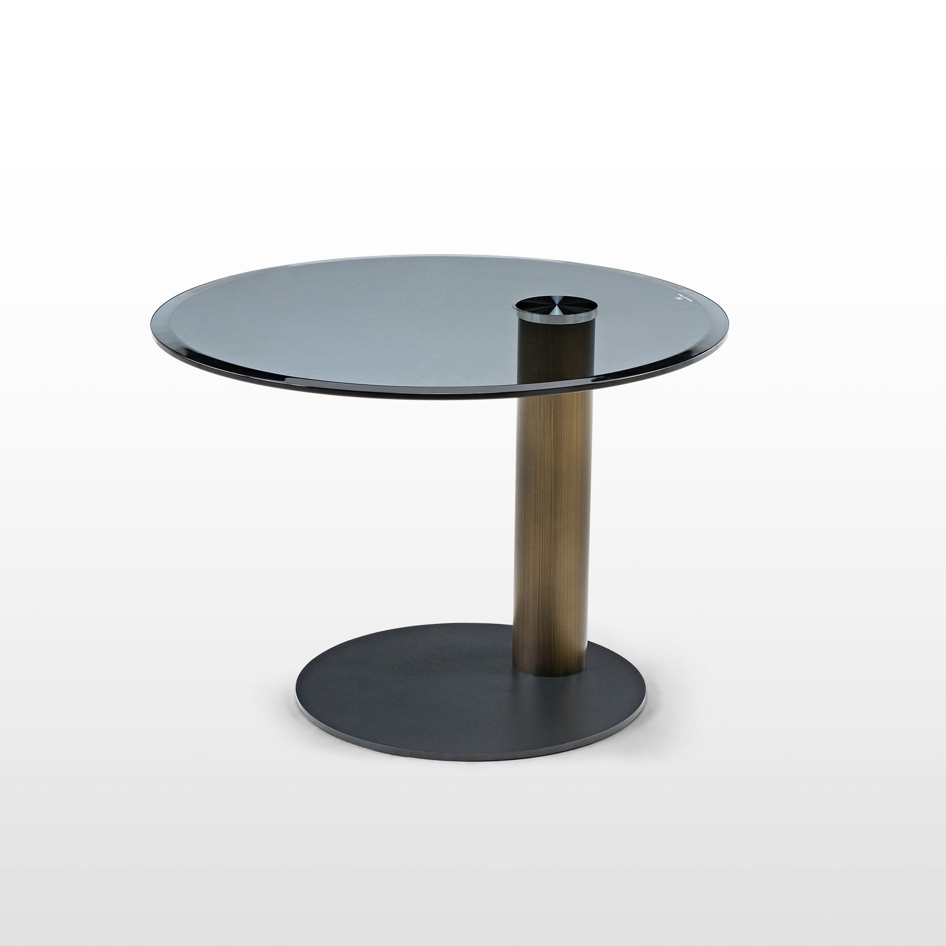 35" Brown Coffee Table with Glass Side Table