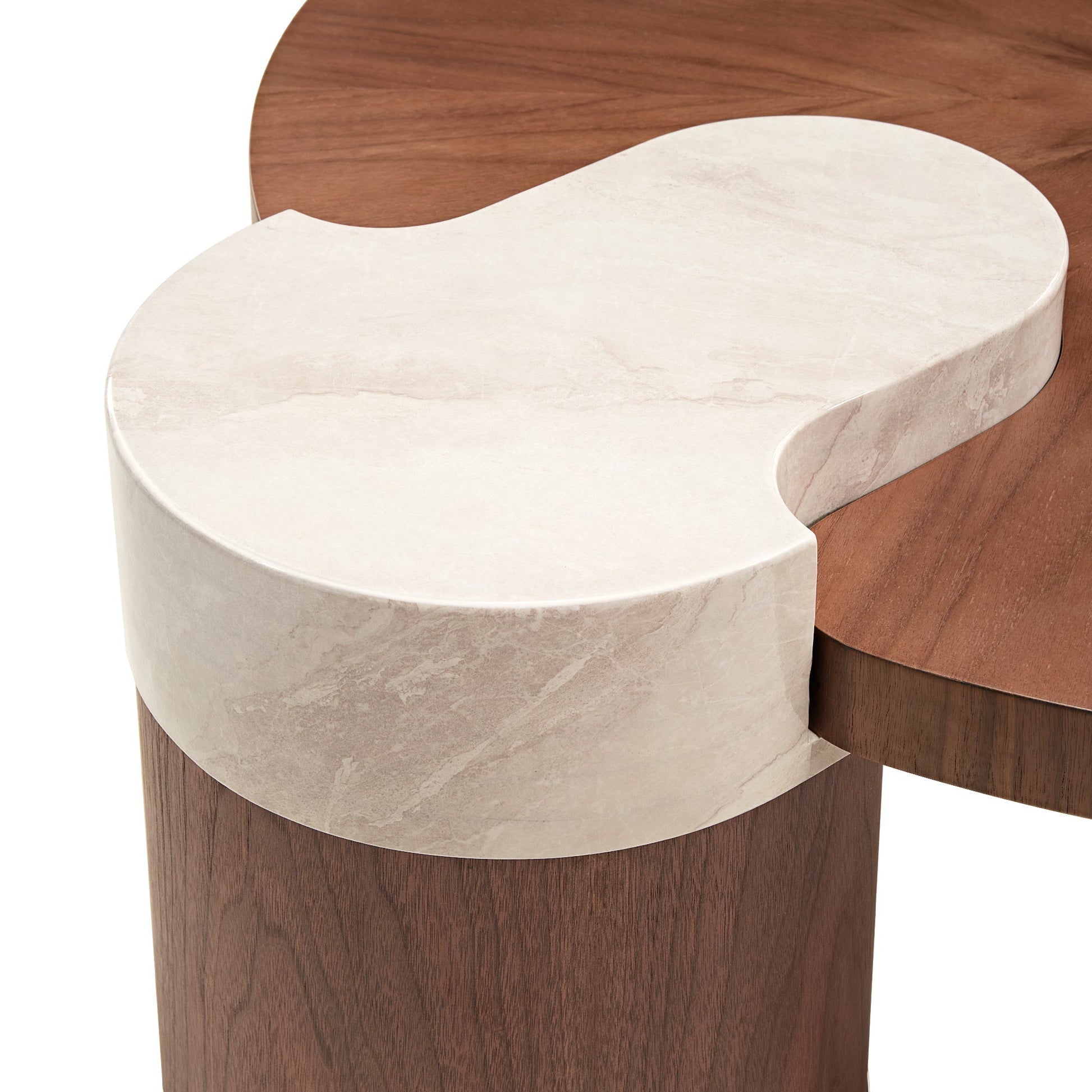 41" Irregular Round Solid Wood Walnut Coffee Table