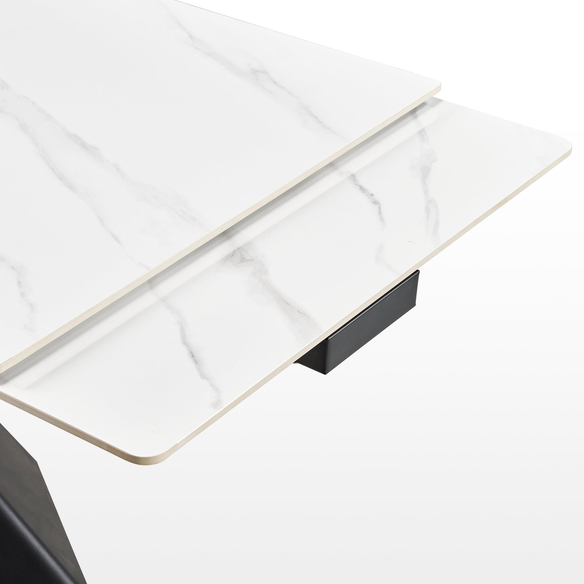 102" Extendable Dining Table with Slate Tabletop, White