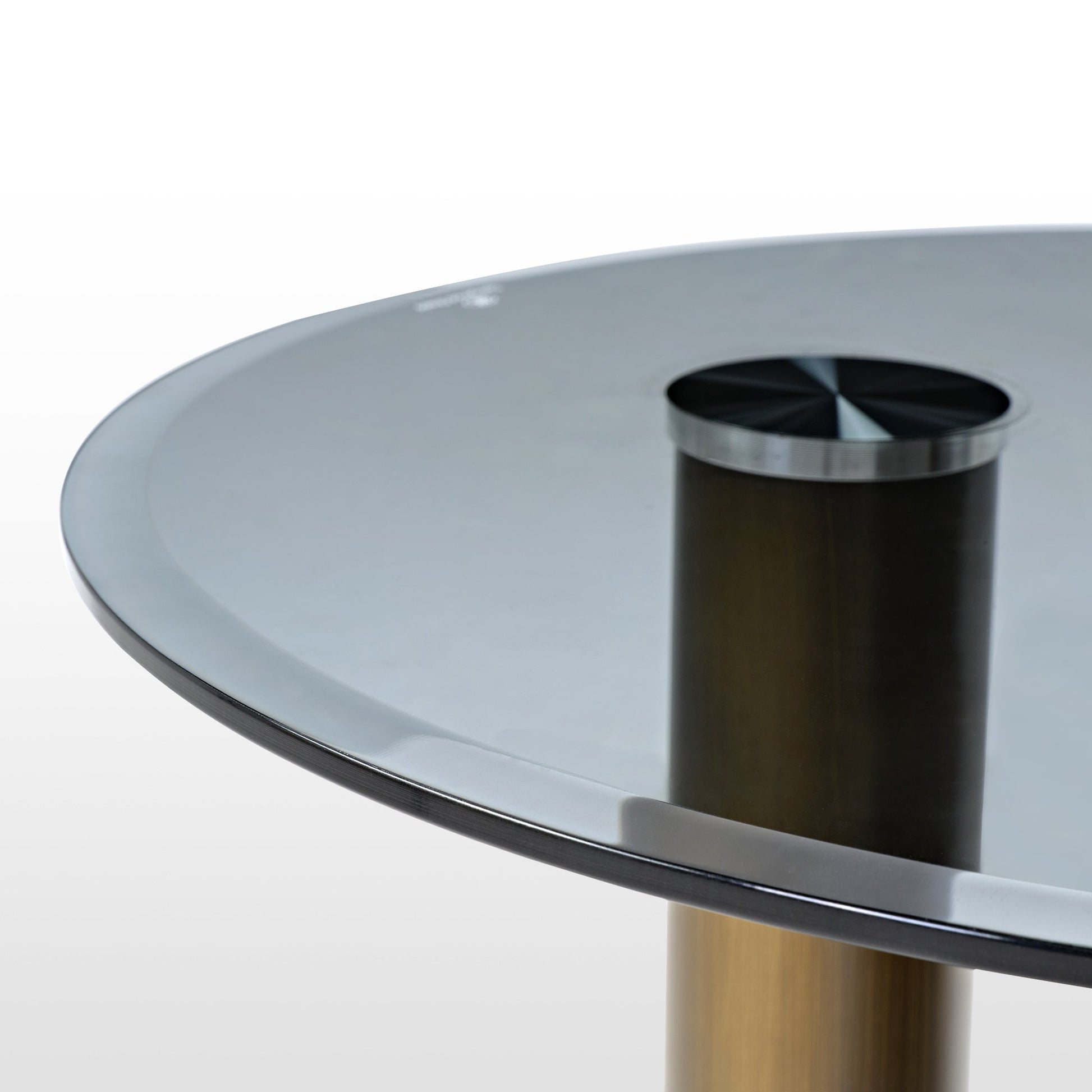 35" Brown Coffee Table with Glass Side Table