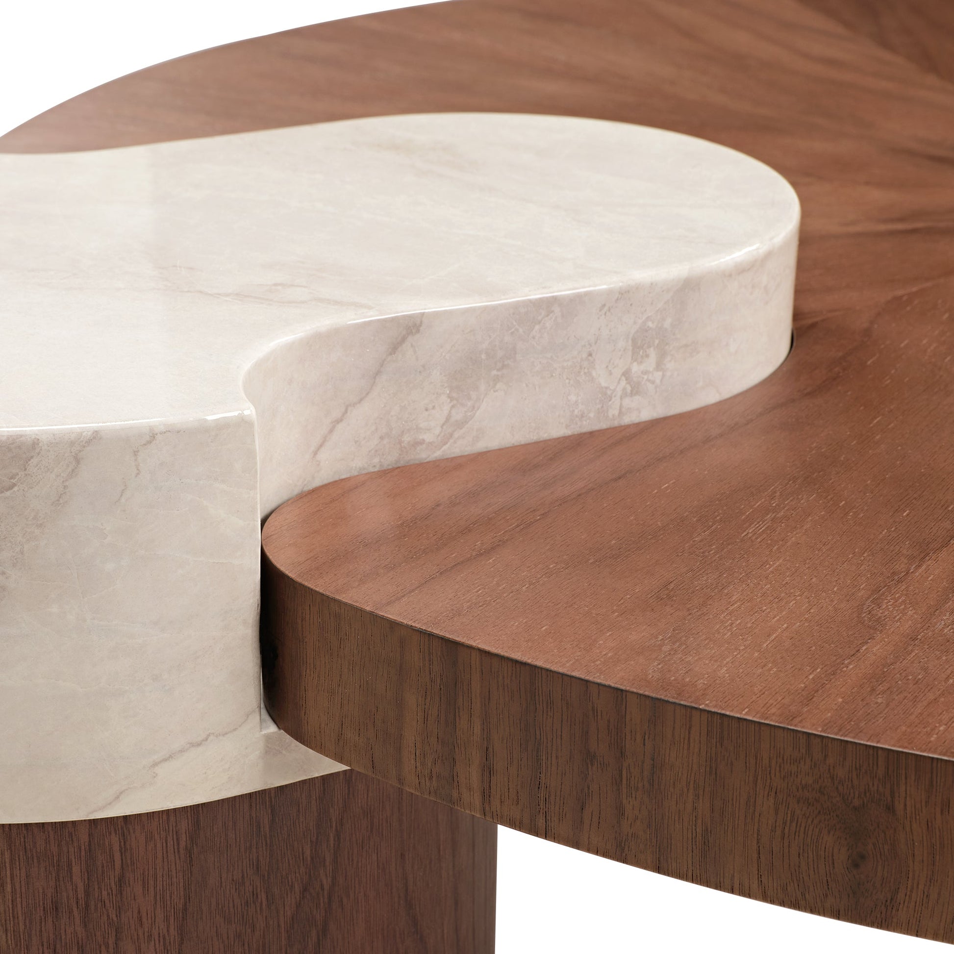 41" Irregular Round Solid Wood Walnut Coffee Table