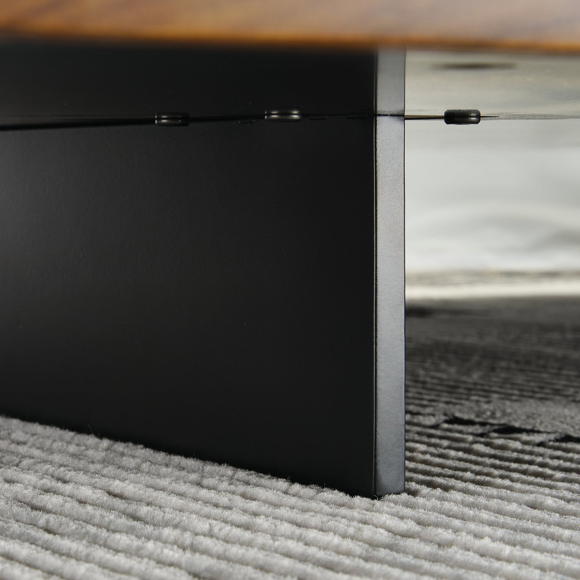 47" Square Solid-Wood Coffee Table with Sunken Small Desktop