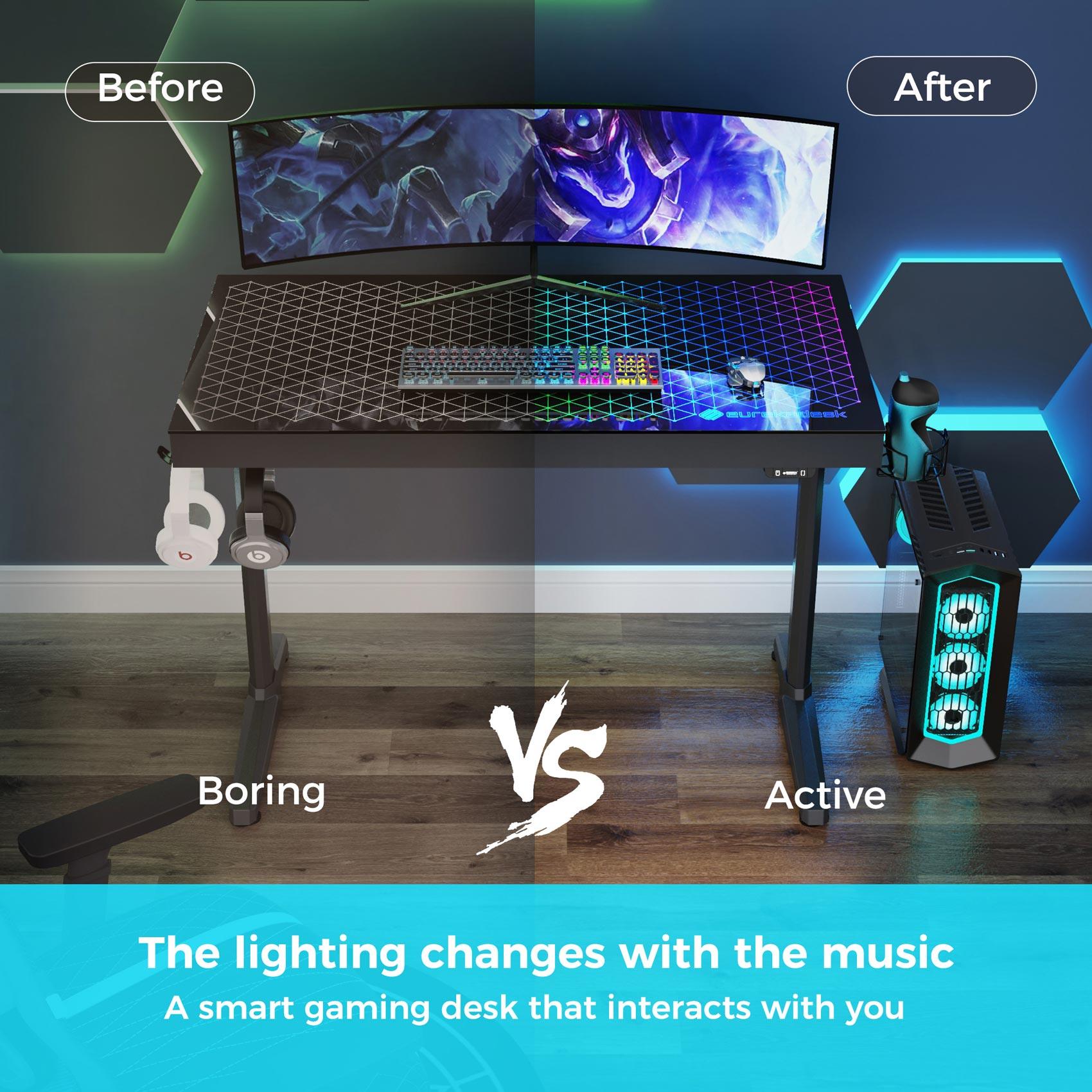 GTG-I43, 43x23 Glass Desktop Gaming Desk