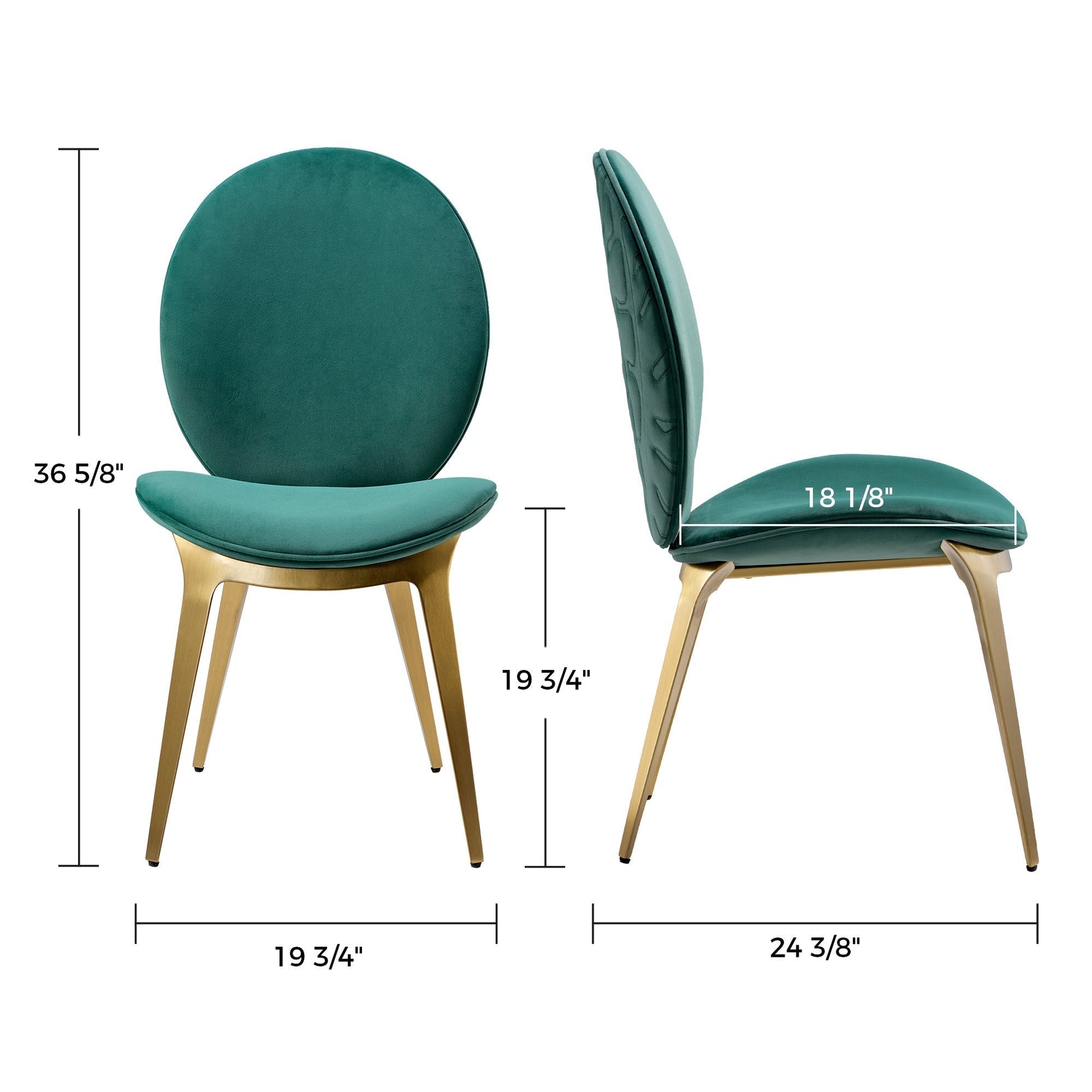 Light Luxury Vintage Dining Chair Set of 2,  Green