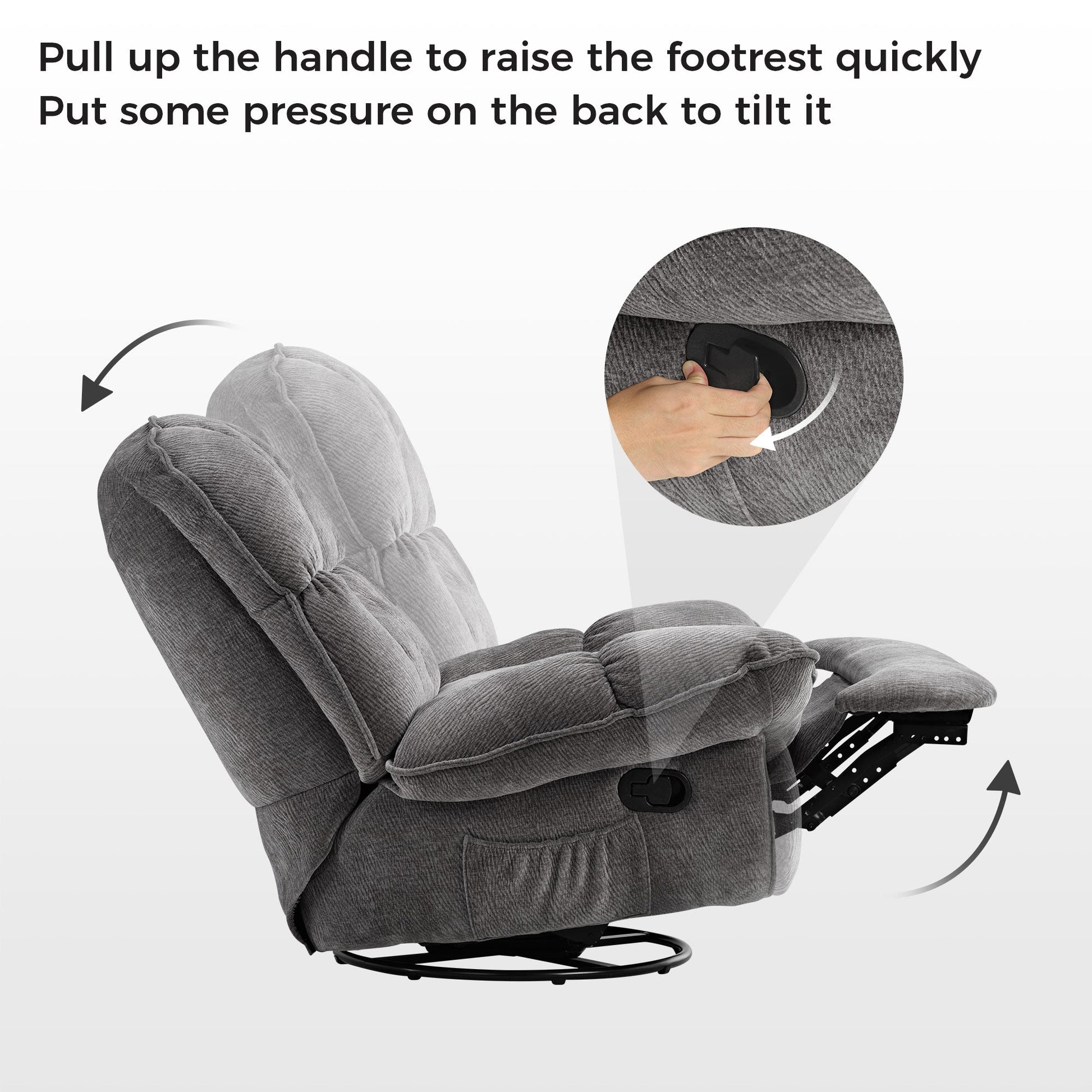 Grayson, Manual Recliner Chair Rocking Swivel with Storage