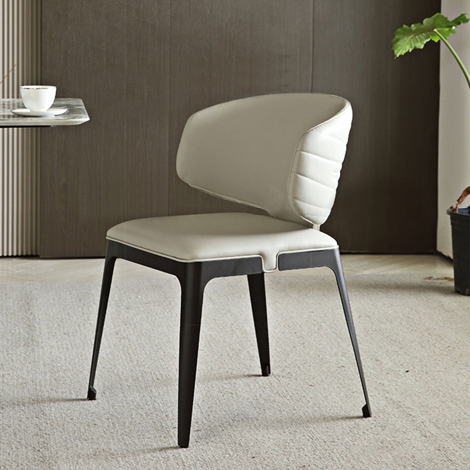 Modern Avant-garde Dining Chairs Set of 2, Off-White