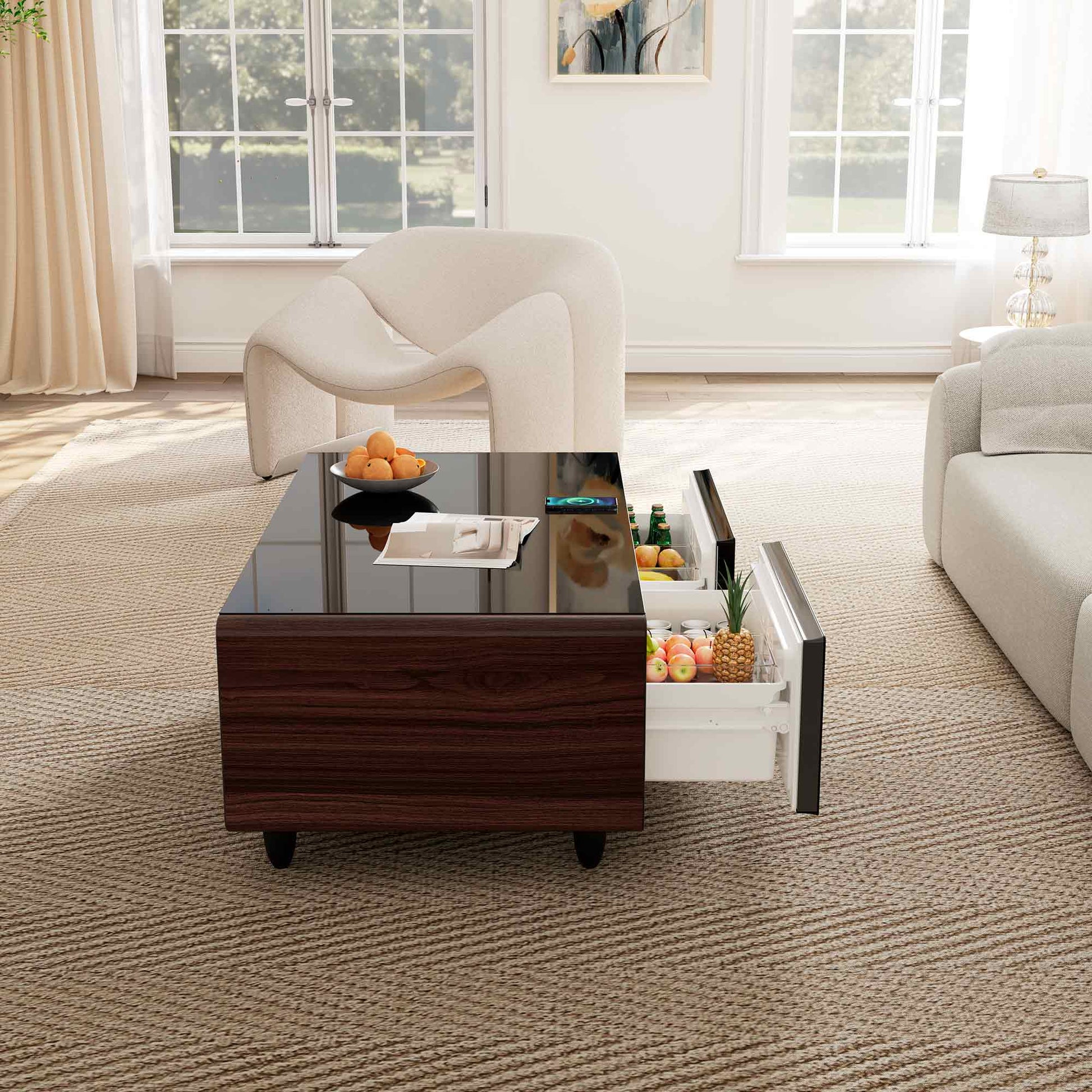 51" Smart Coffee Table with Fridge and Bluetooth Speakers