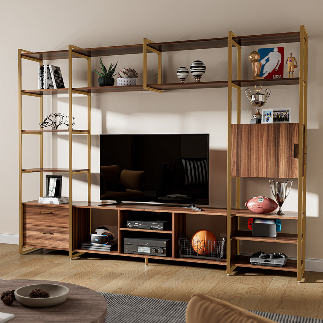 Sonoma Modern TV Stand with Storage Cabinet & Book Shelves