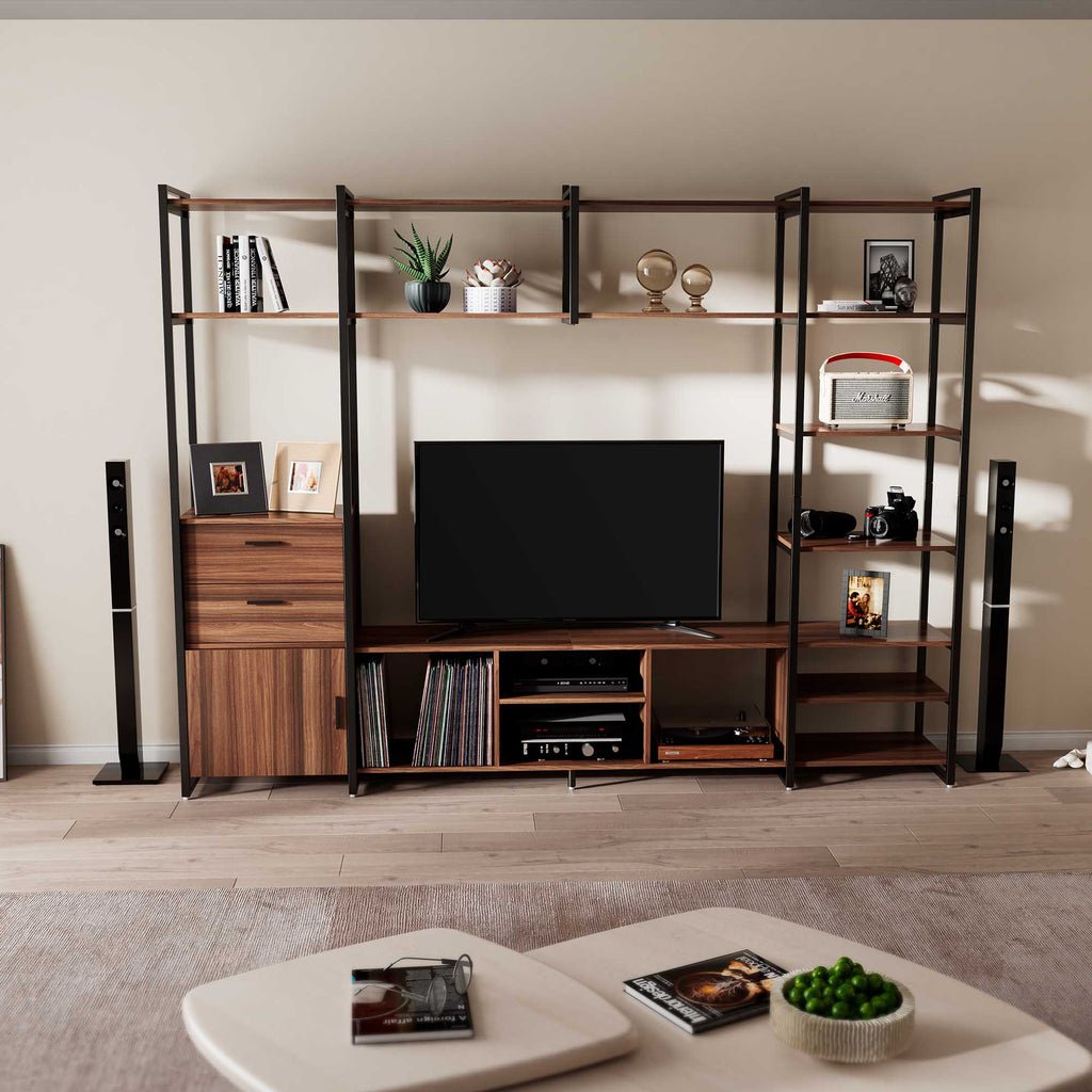 Sonoma Modern TV Stand with Storage Cabinet & Book Shelves