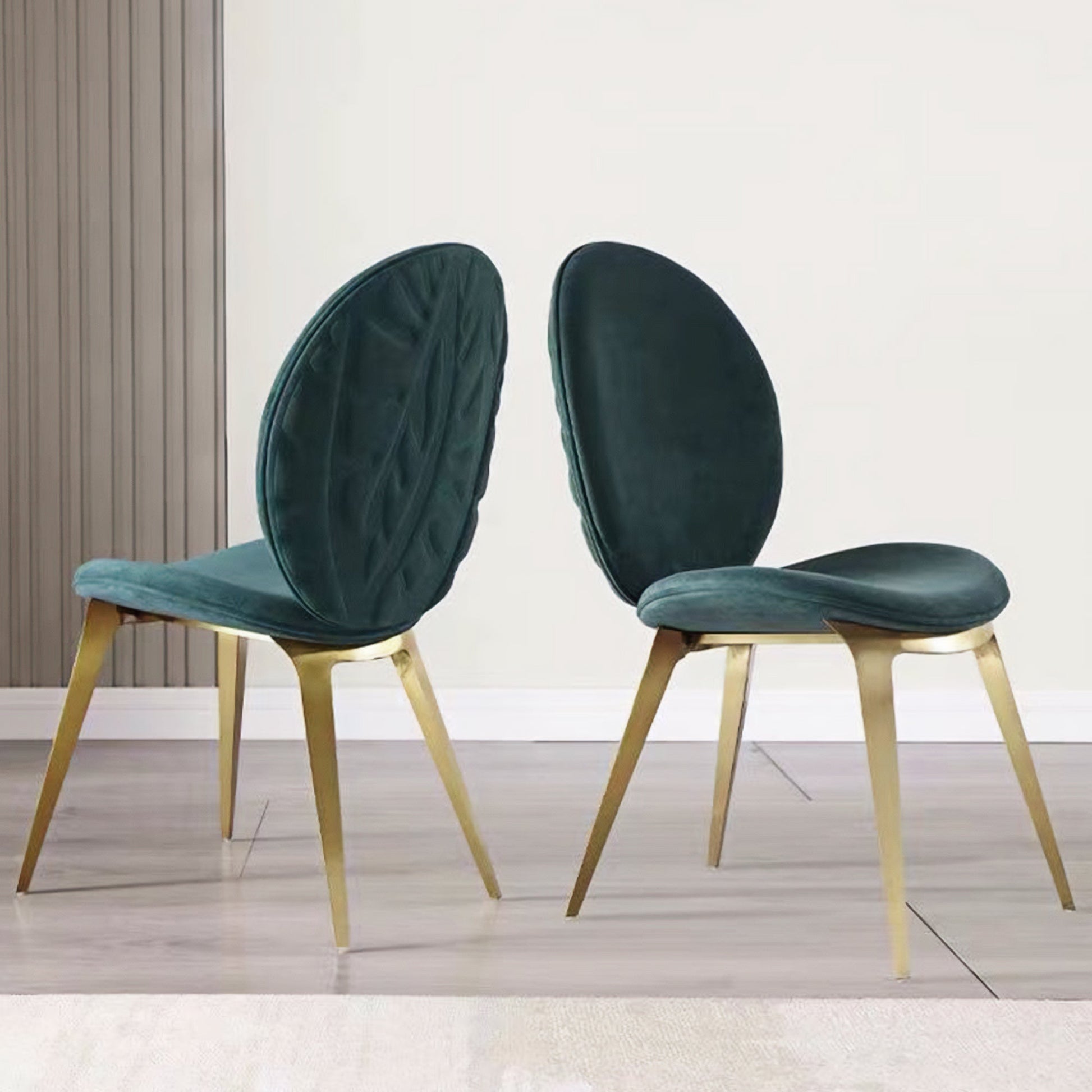 Light Luxury Vintage Dining Chair Set of 2,  Green