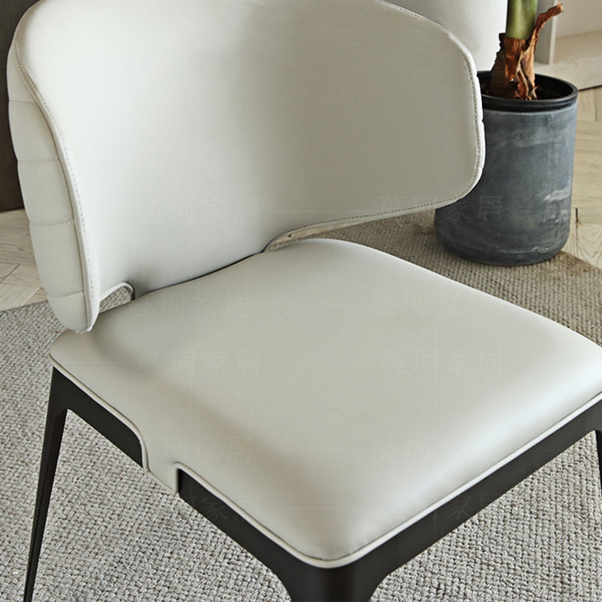 Modern Avant-garde Dining Chairs Set of 2, Off-White