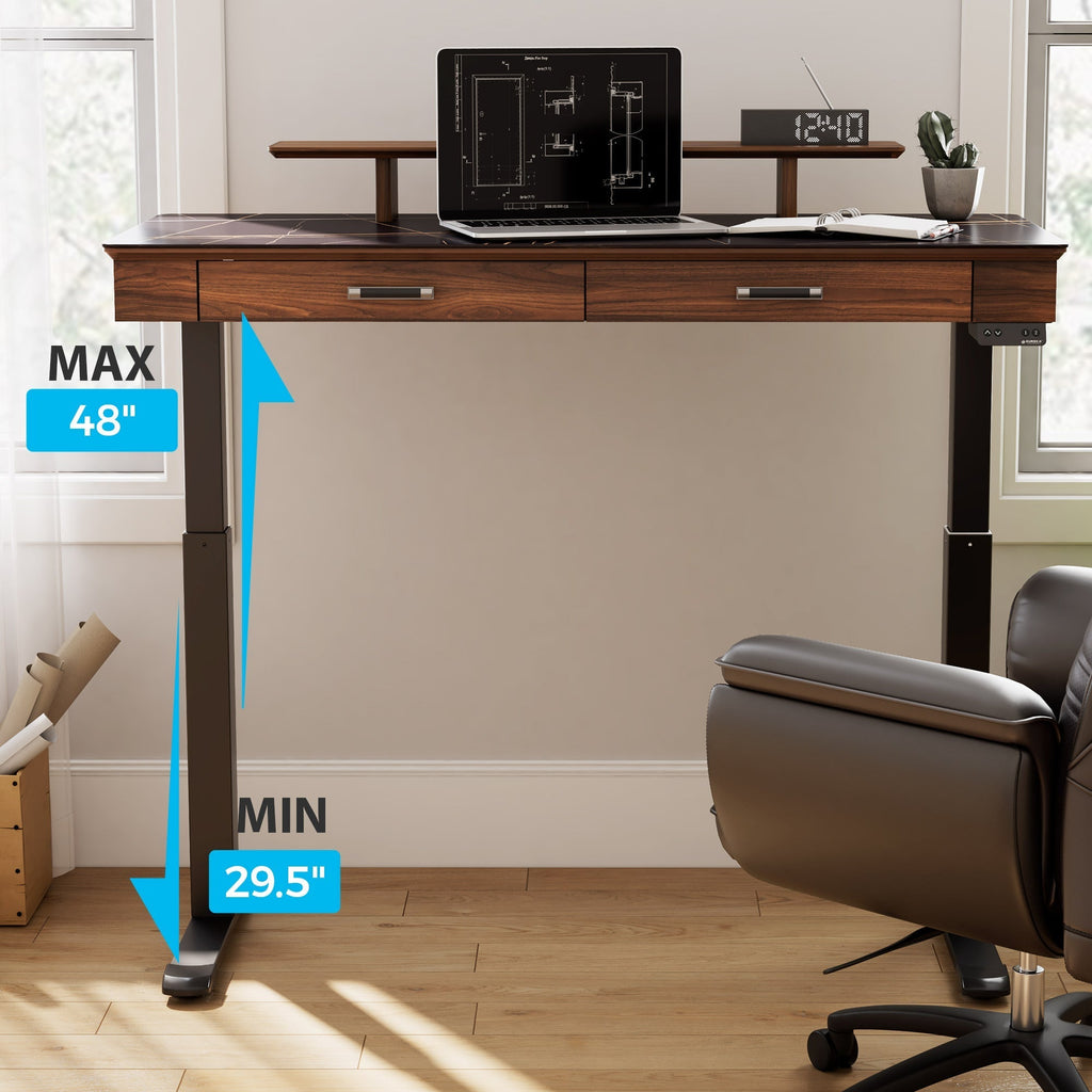 George, 55x23 Slate Standing Desk, Artificial Marble Desktop