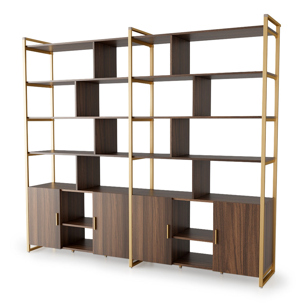 Napa Wood Bookcase Cabinet, Bottom Storage, Adjustable Book Shelves