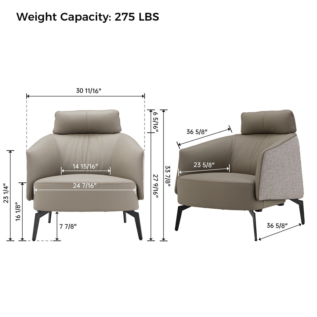 Nappa Leather Comfort Ivory Lounge Chair