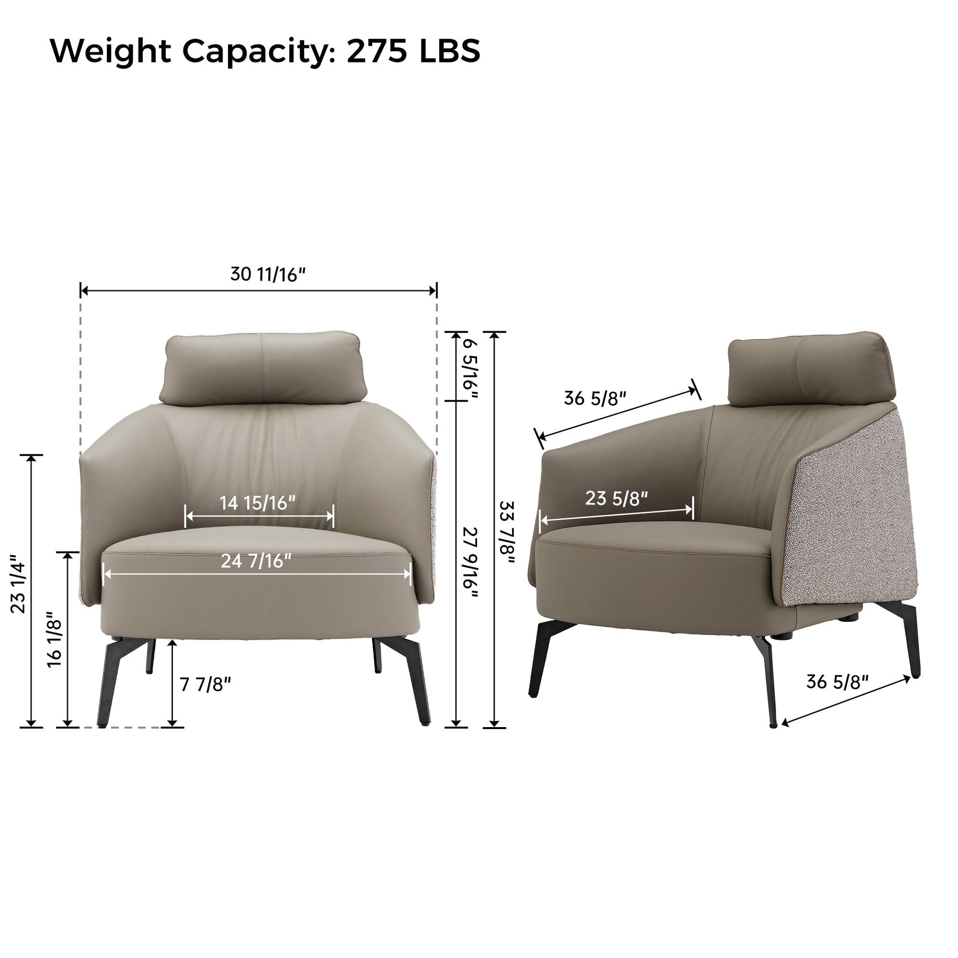 Nappa Leather Comfort Ivory Lounge Chair
