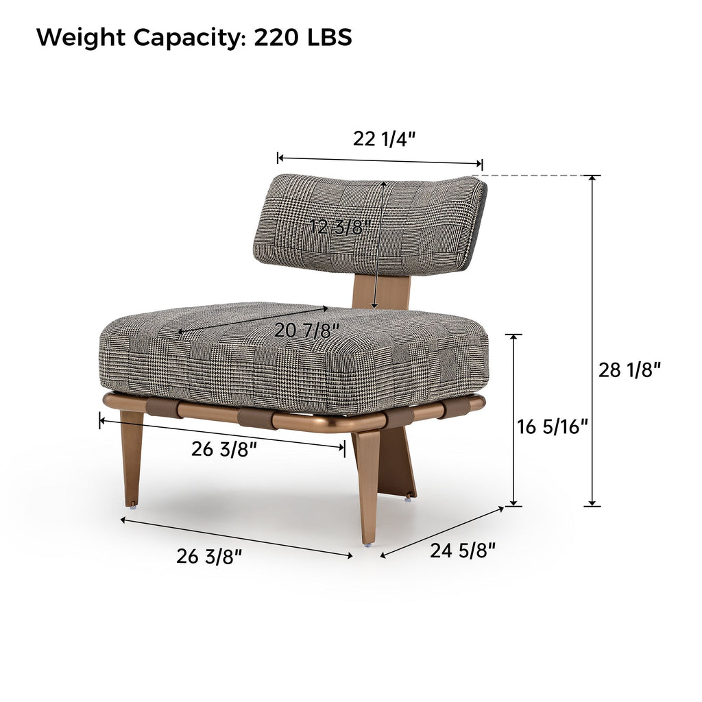 Hounds tooth Accent Gray Lounge Chair