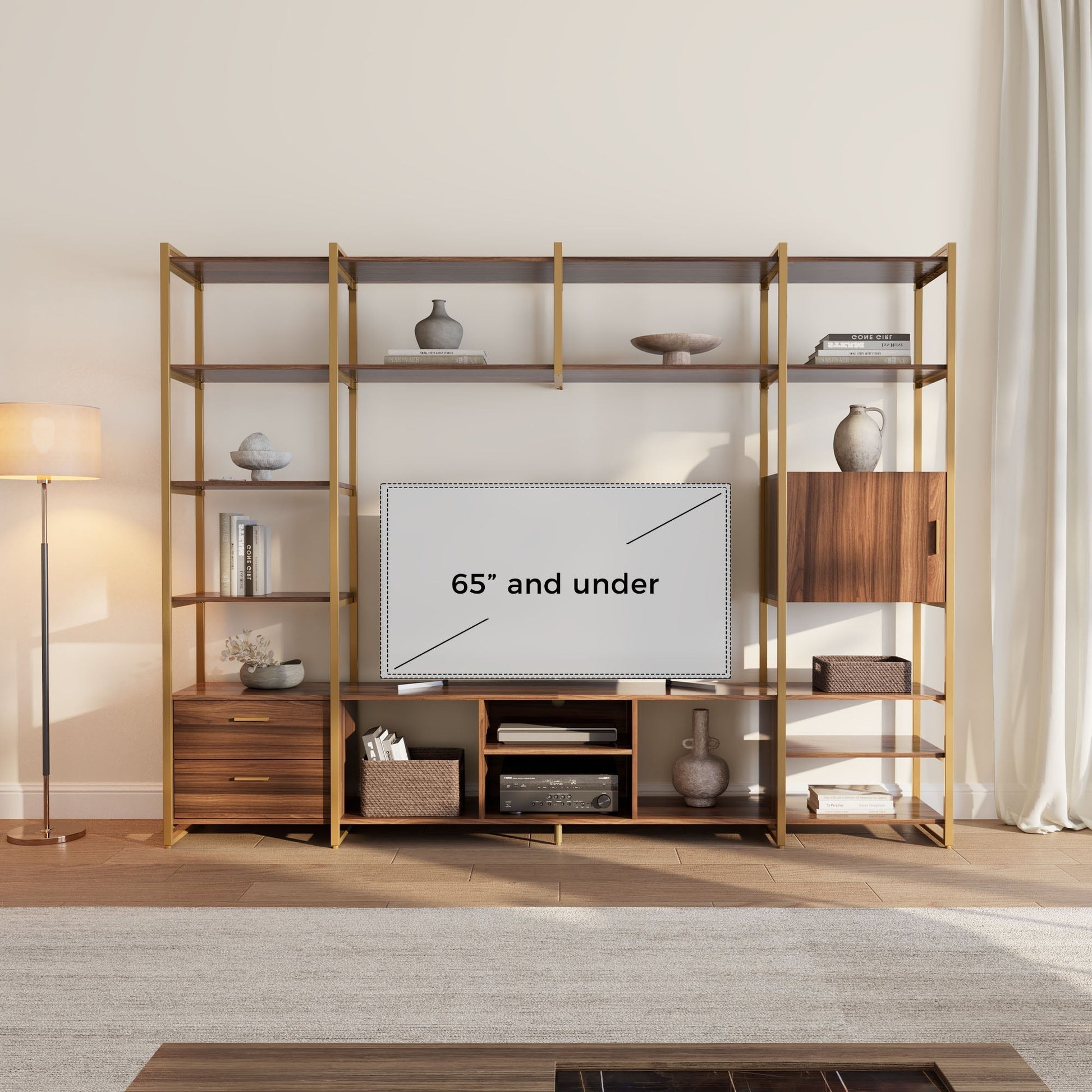 Sonoma Modern TV Stand with Storage Cabinet & Book Shelves