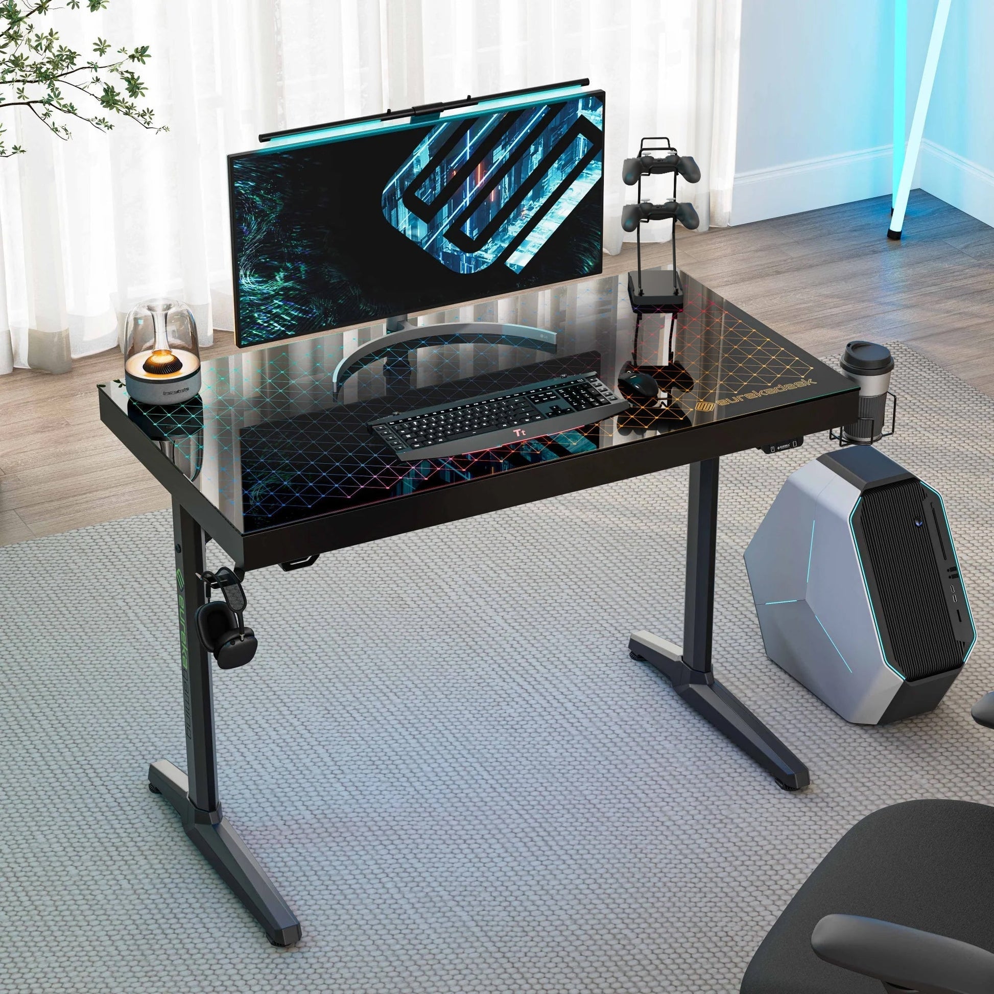 GTG-I43, 43x23 Glass Desktop Gaming Desk