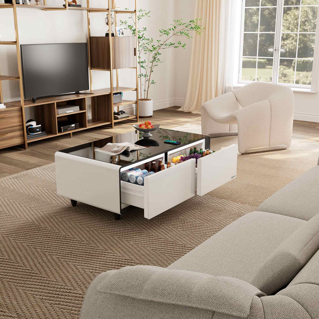 51" Smart Coffee Table with Fridge and Bluetooth Speakers