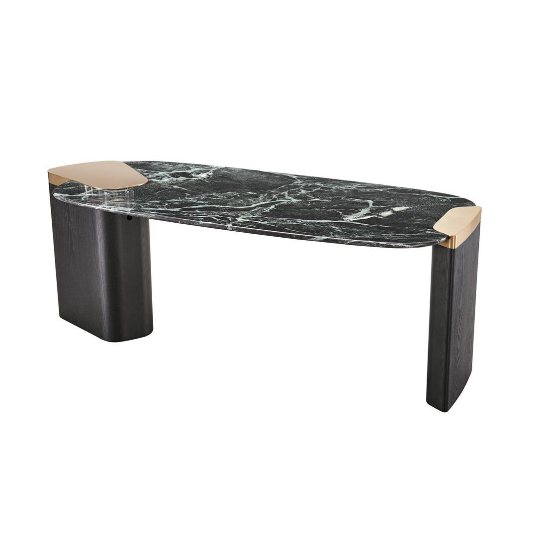 74'' Prada Green Natural Marble Top Office Desk