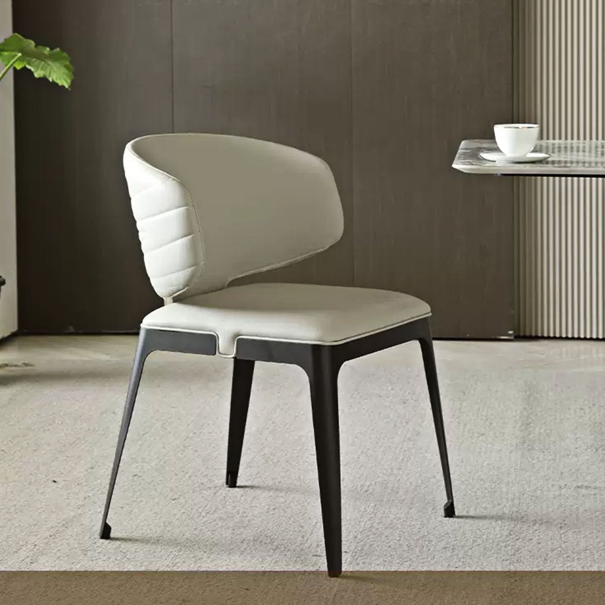 Modern Avant-garde Dining Chairs Set of 2, Off-White