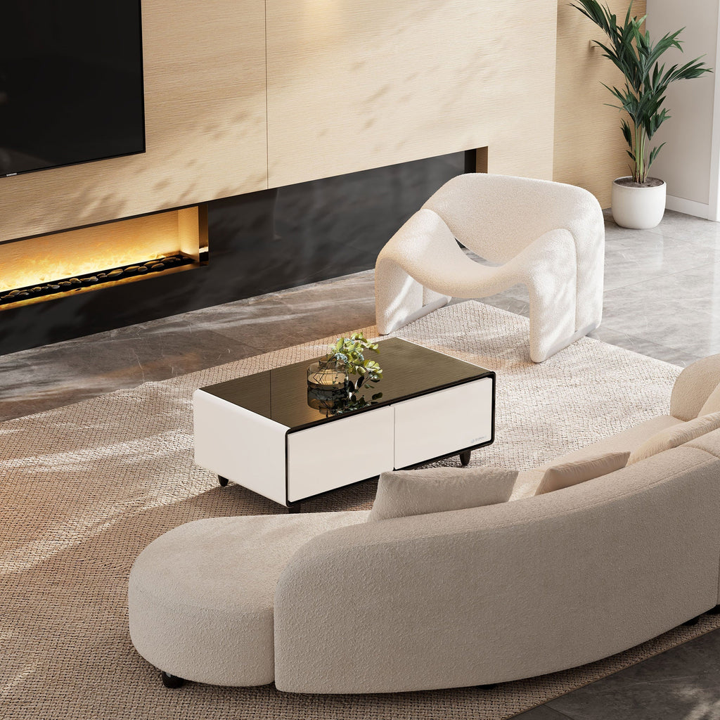 51" Smart Coffee Table with Fridge and Bluetooth Speakers