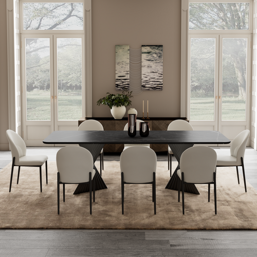 106'' Modern Dining Table with Sintered Stone, Black