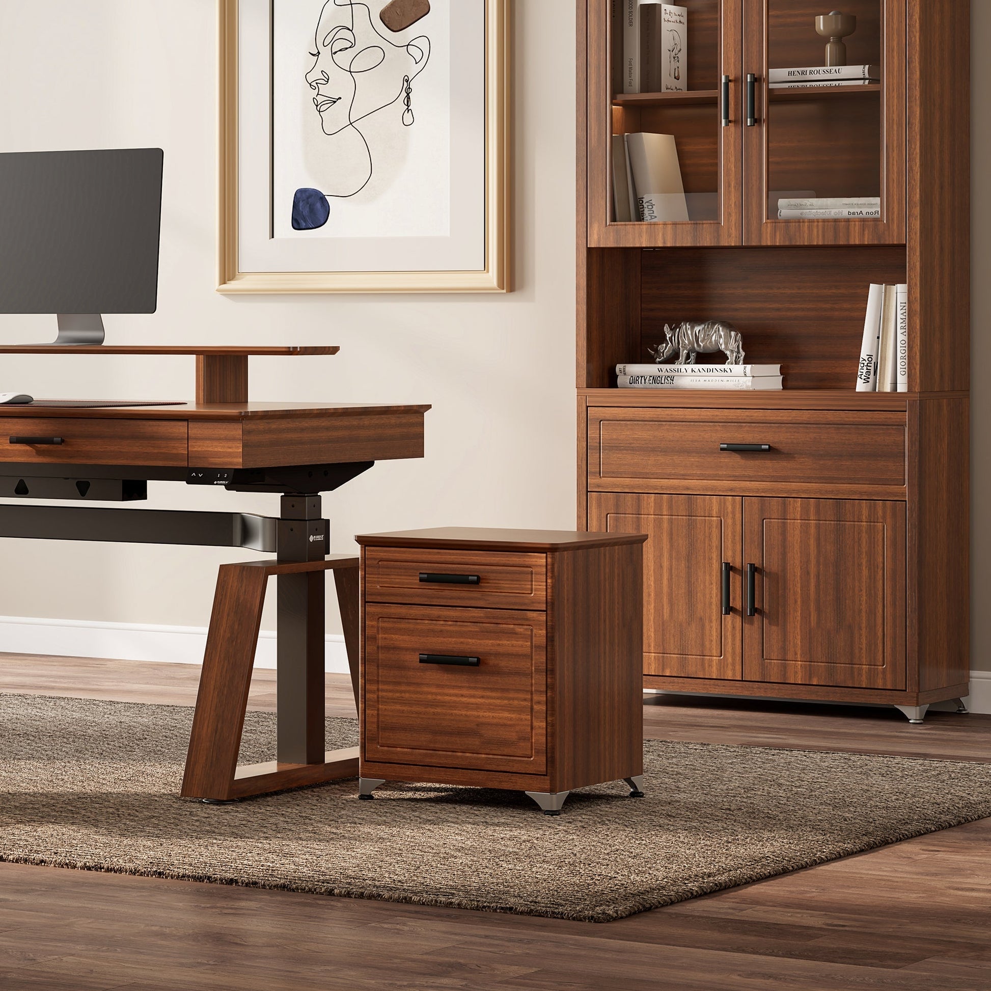 Ark, 72'' Storage Cabinet Bookshelf with Doors, Walnut