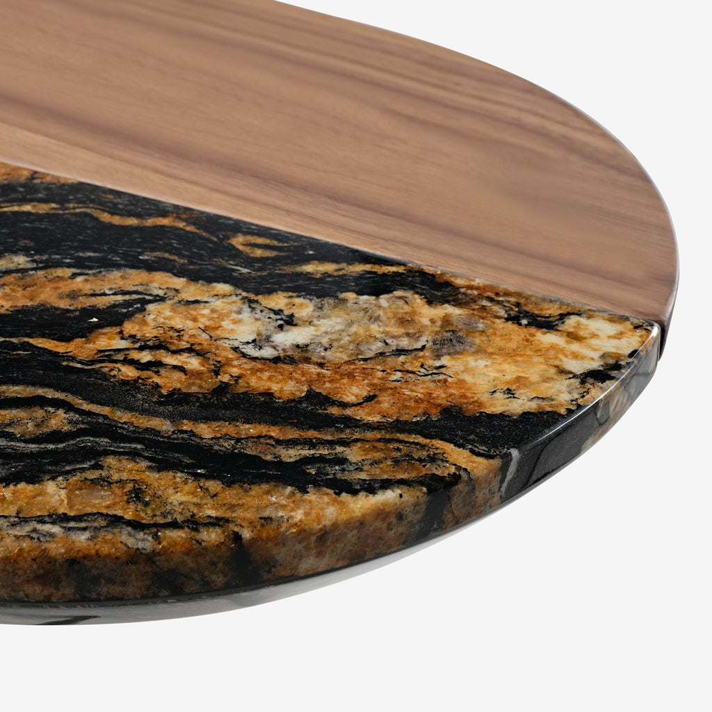Magma, 86'' Natural Marble & Wood Top Office Desk