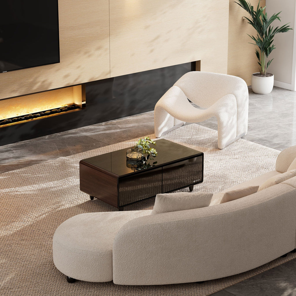 51" Smart Coffee Table with Fridge and Bluetooth Speakers