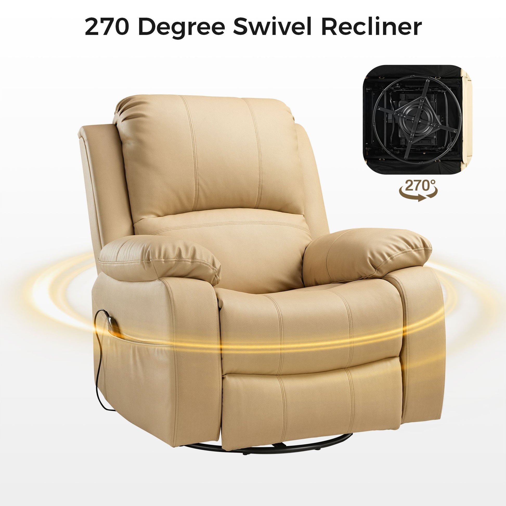 BRONZE BEIGE PRO,Electric Recliner Chair Rocking Swivel Single