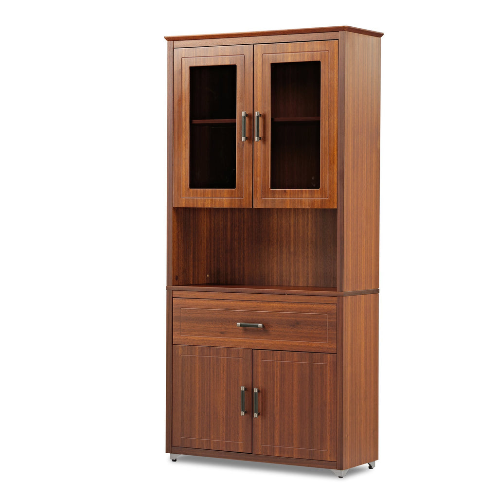Ark, 72'' Storage Cabinet Bookshelf with Doors, Walnut