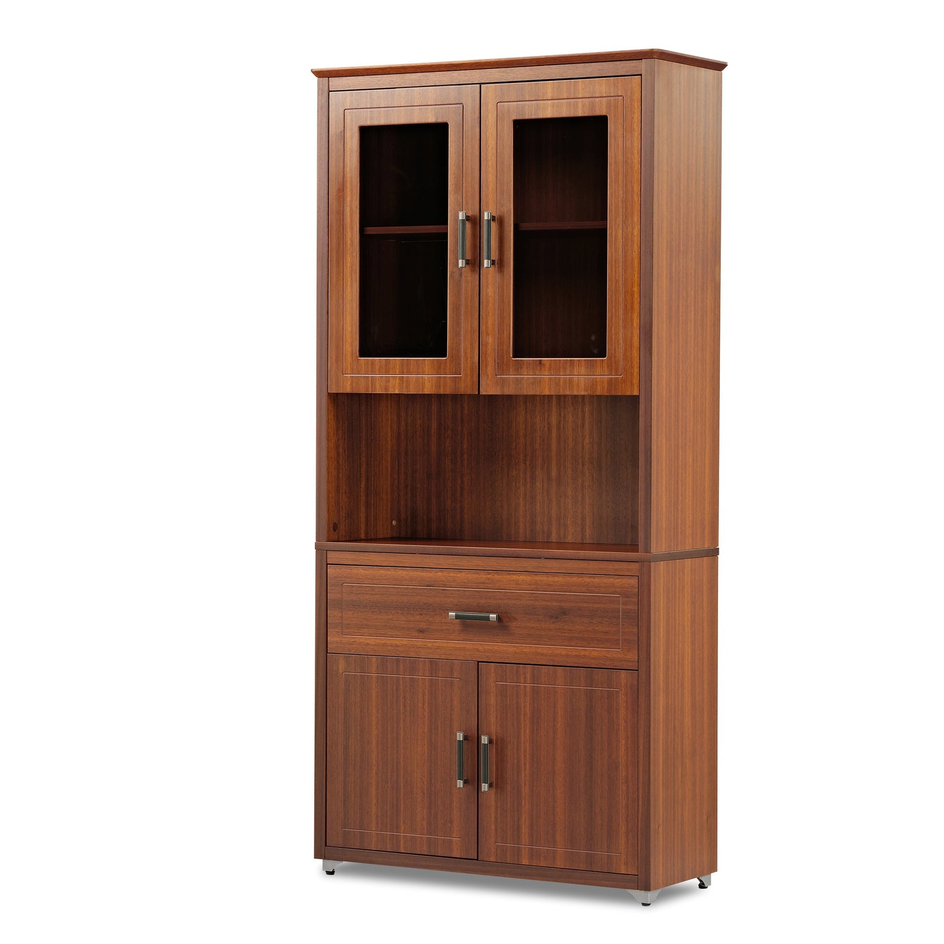 Ark, 72'' Storage Cabinet Bookshelf with Doors, Walnut