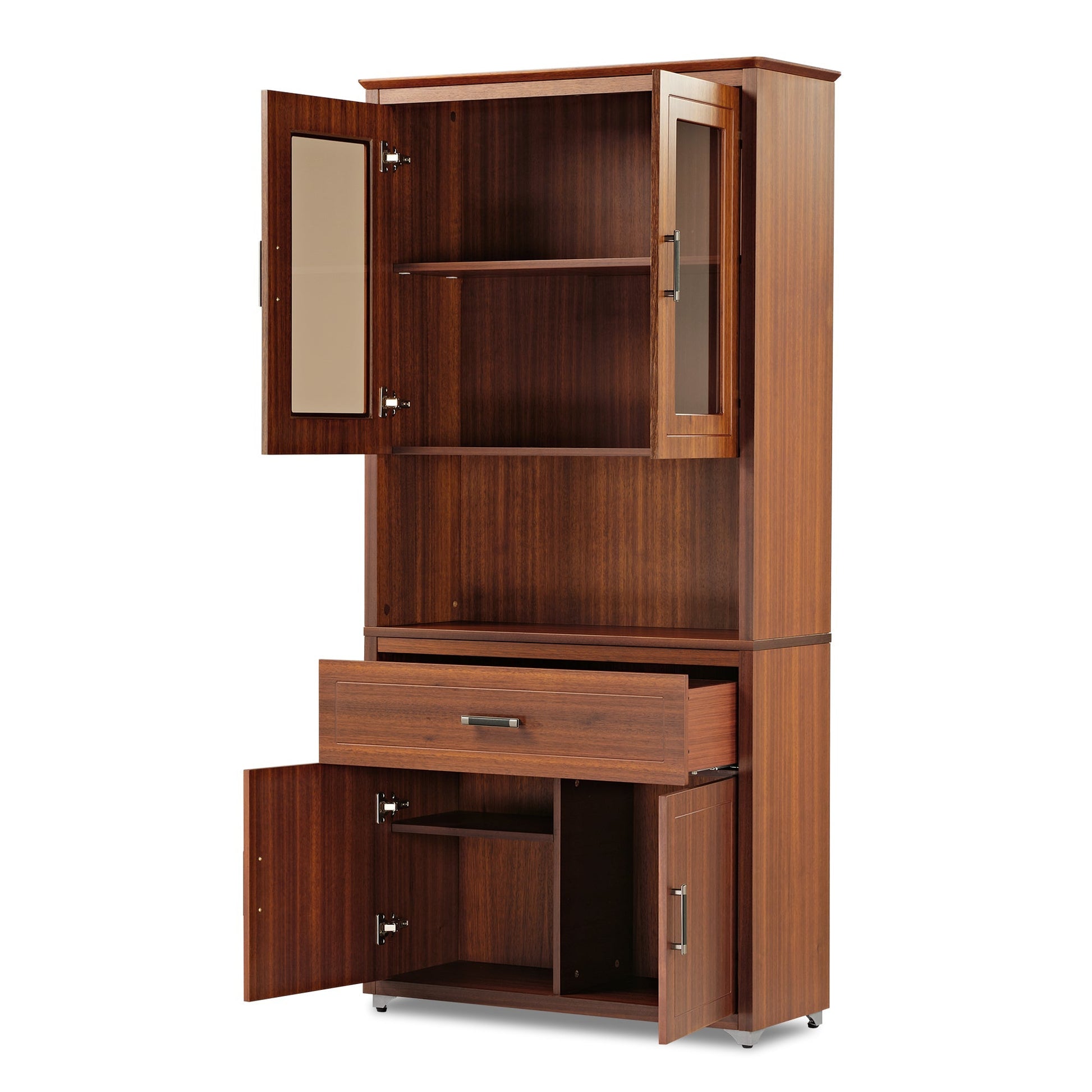 Ark, 72'' Storage Cabinet Bookshelf with Doors, Walnut
