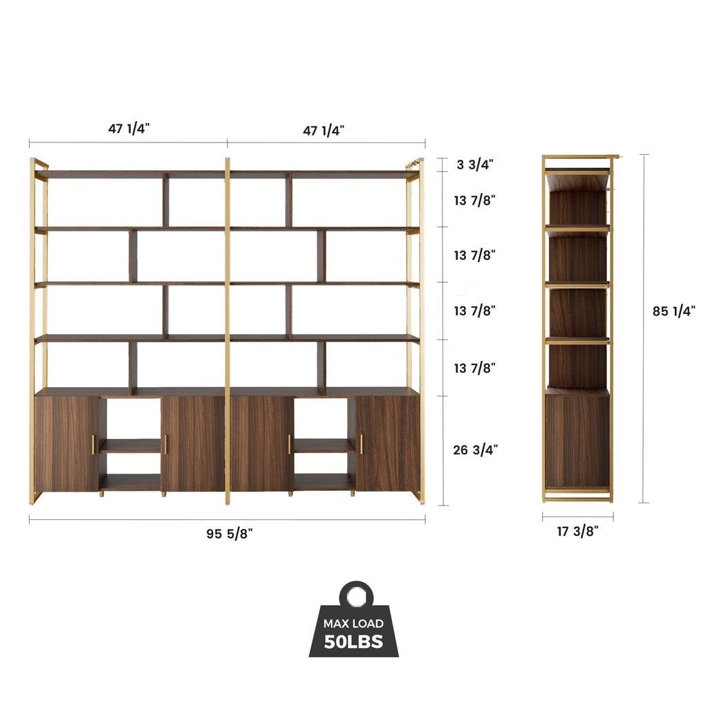 Napa Wood Bookcase Cabinet, Bottom Storage, Adjustable Book Shelves
