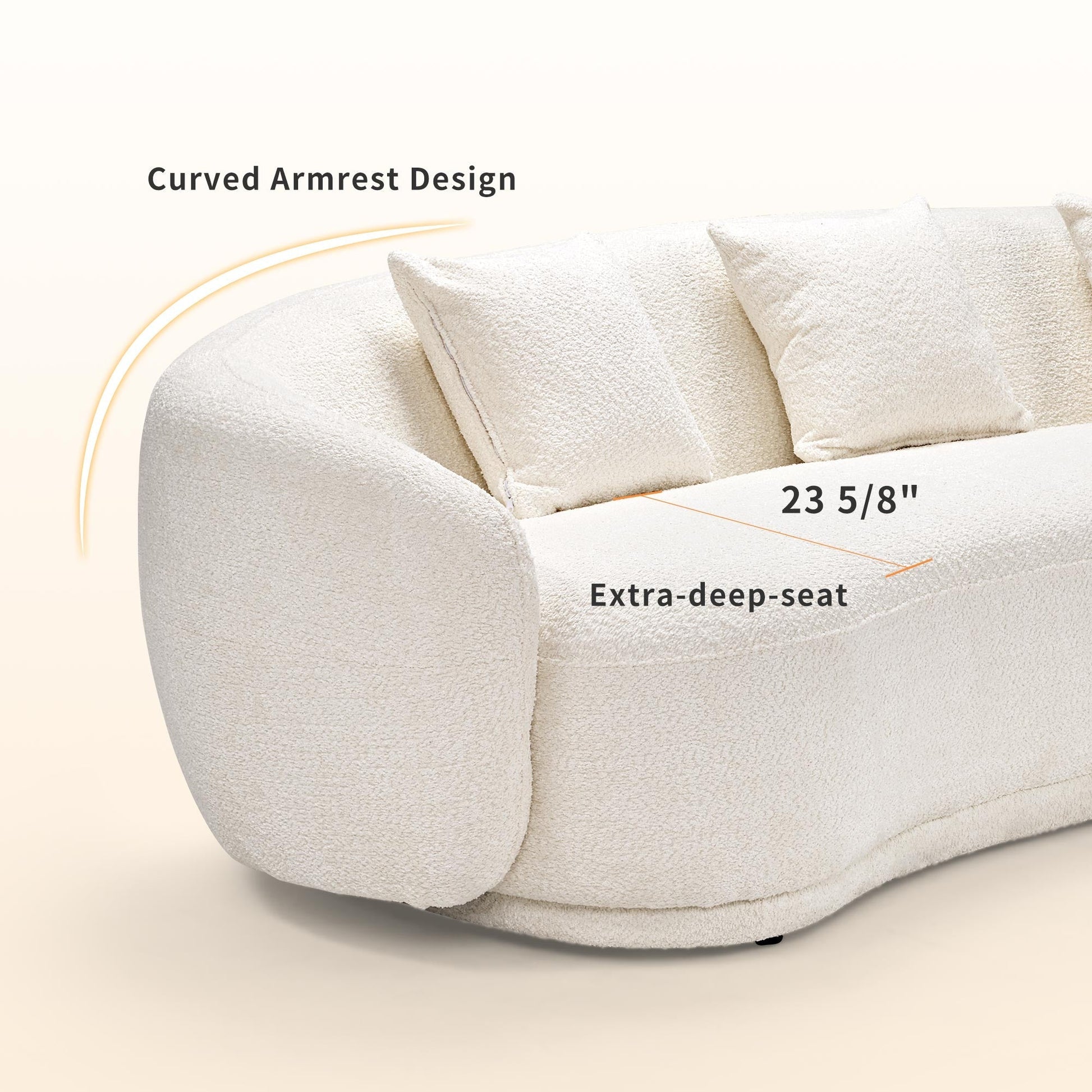 Amy, Upholstered Curved Sofa, 3 Seaters