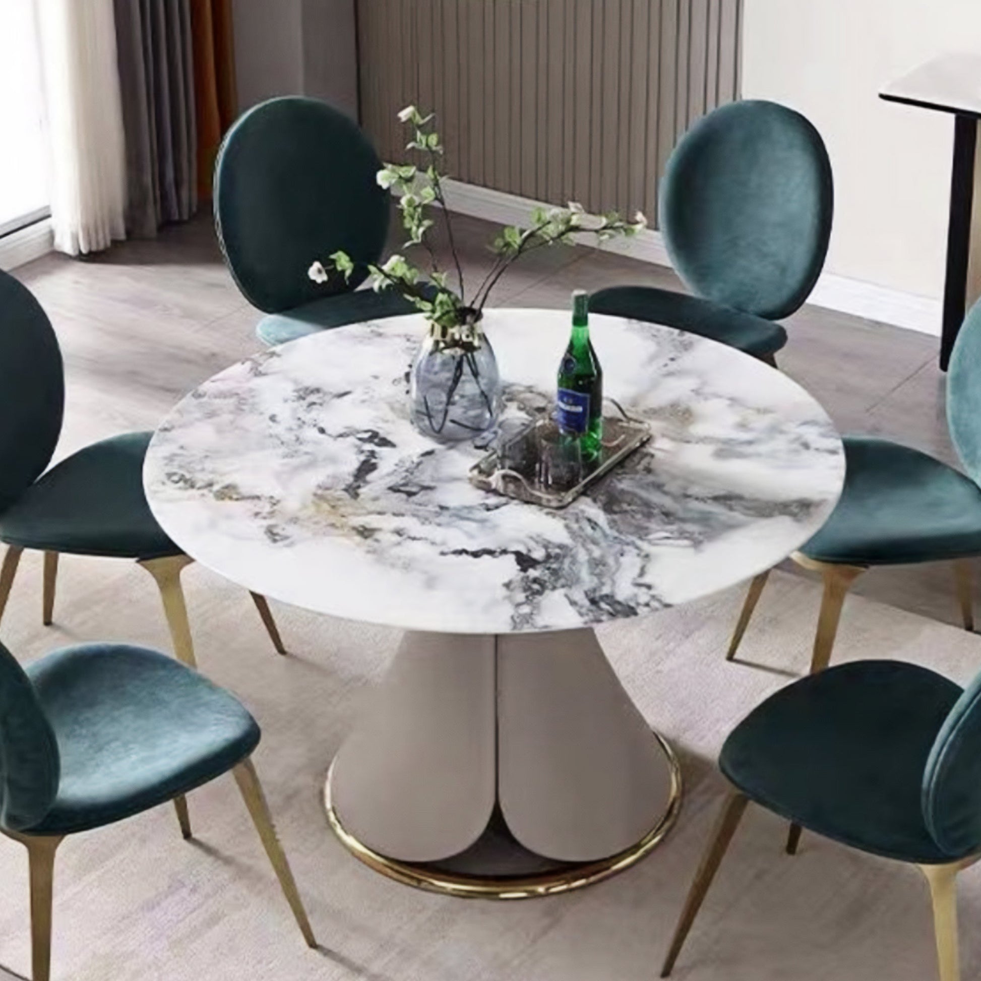 Light Luxury Vintage Dining Chair Set of 2,  Green