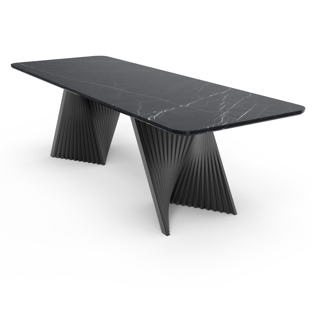 106'' Modern Dining Table with Sintered Stone, Black