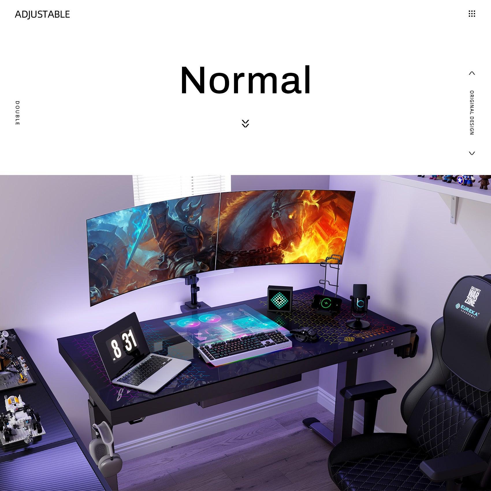 GTG-EVO, 55x27 Gaming Standing Desk with PC Case