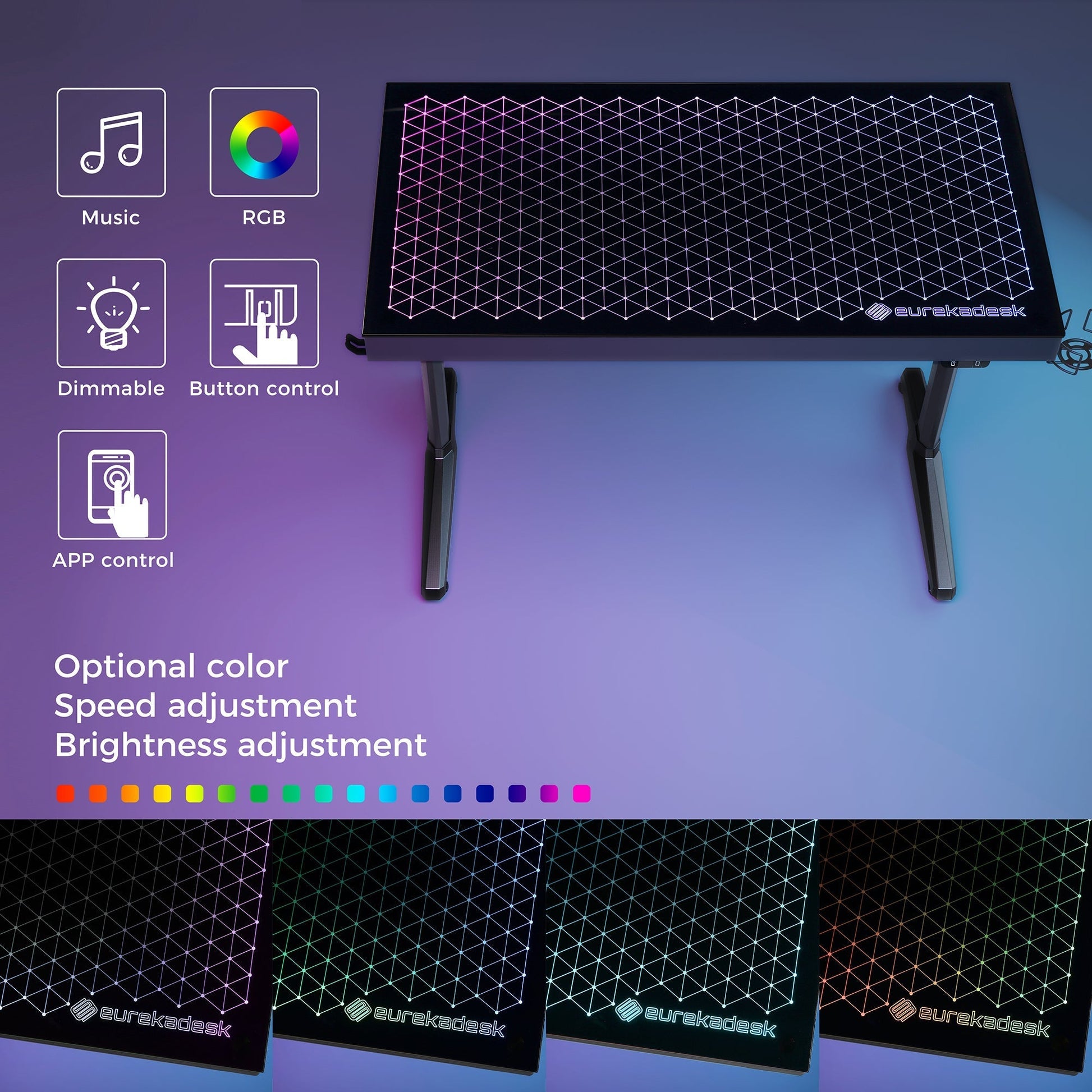 GTG-I43, 43x23 Glass Desktop Gaming Desk