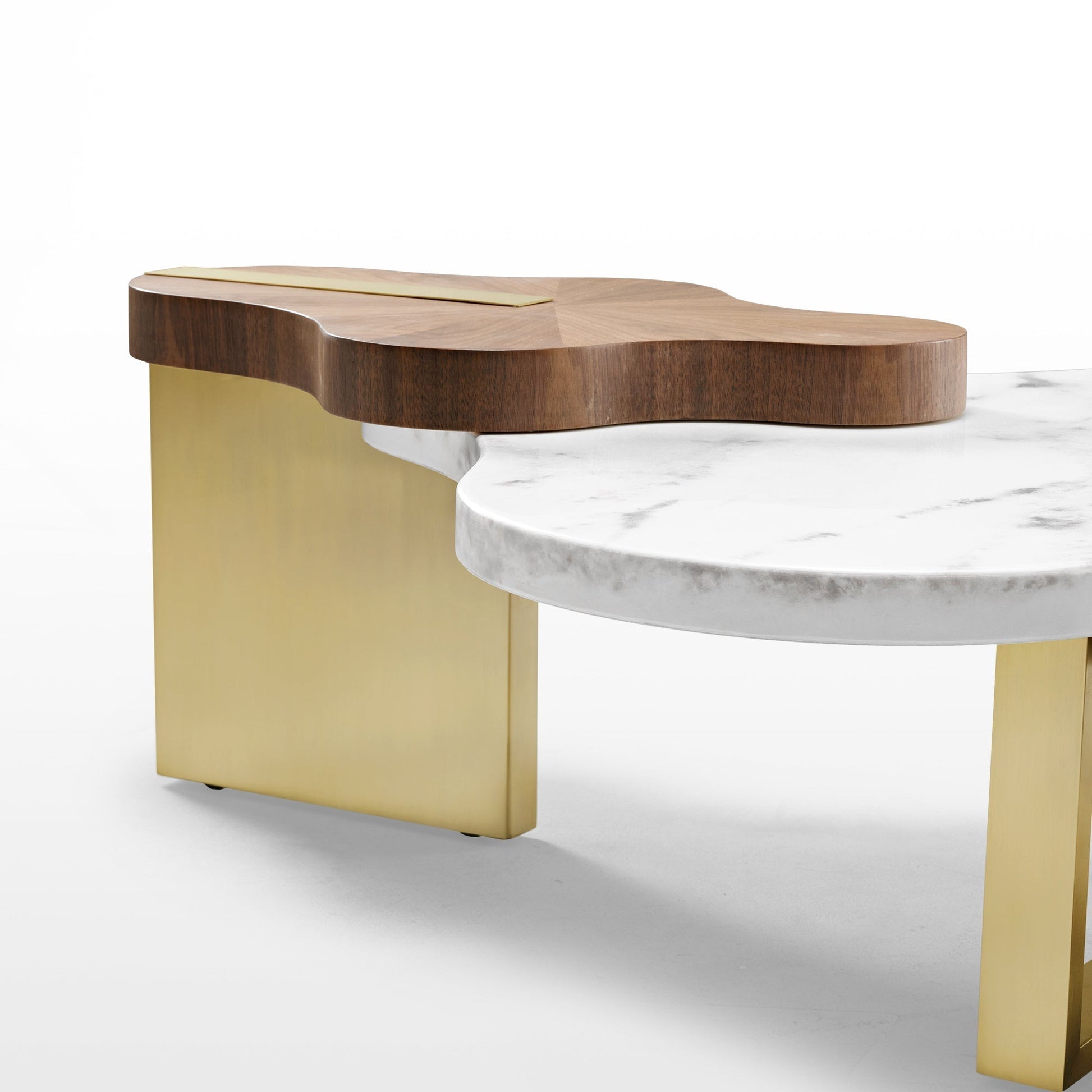 63" Cloud Shape Solid Wood Coffee Table Set